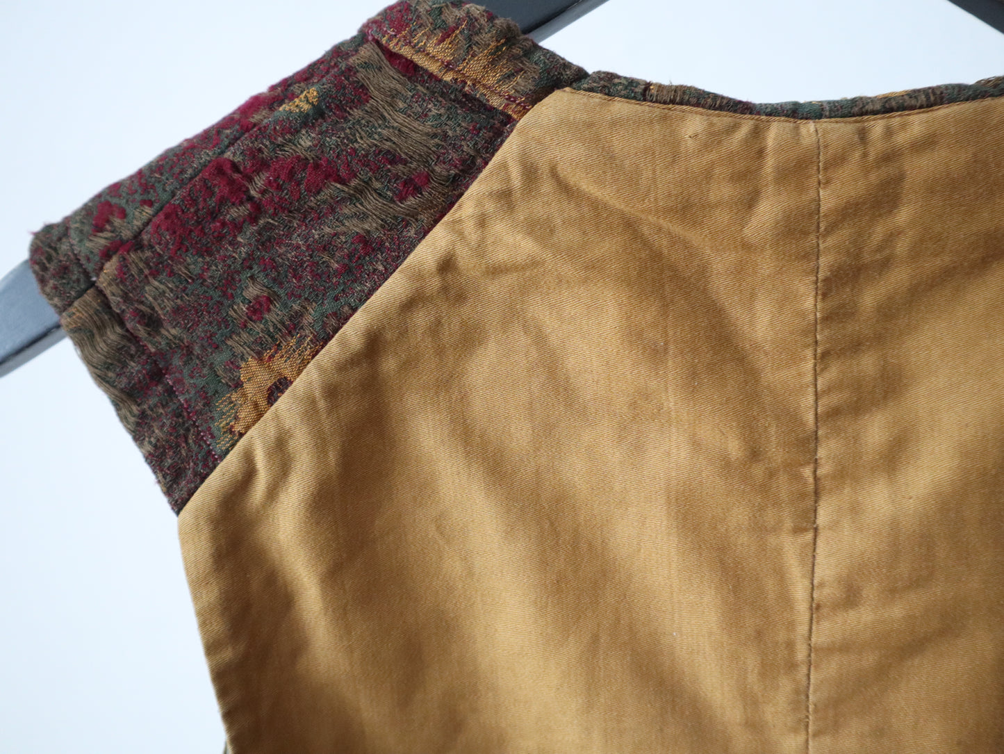 Antique French Waistcoat • Early 1900s Wool Paisley Vest • Burgundy Ochre Brown • PARIS SOLIDE Buckle • Vintage