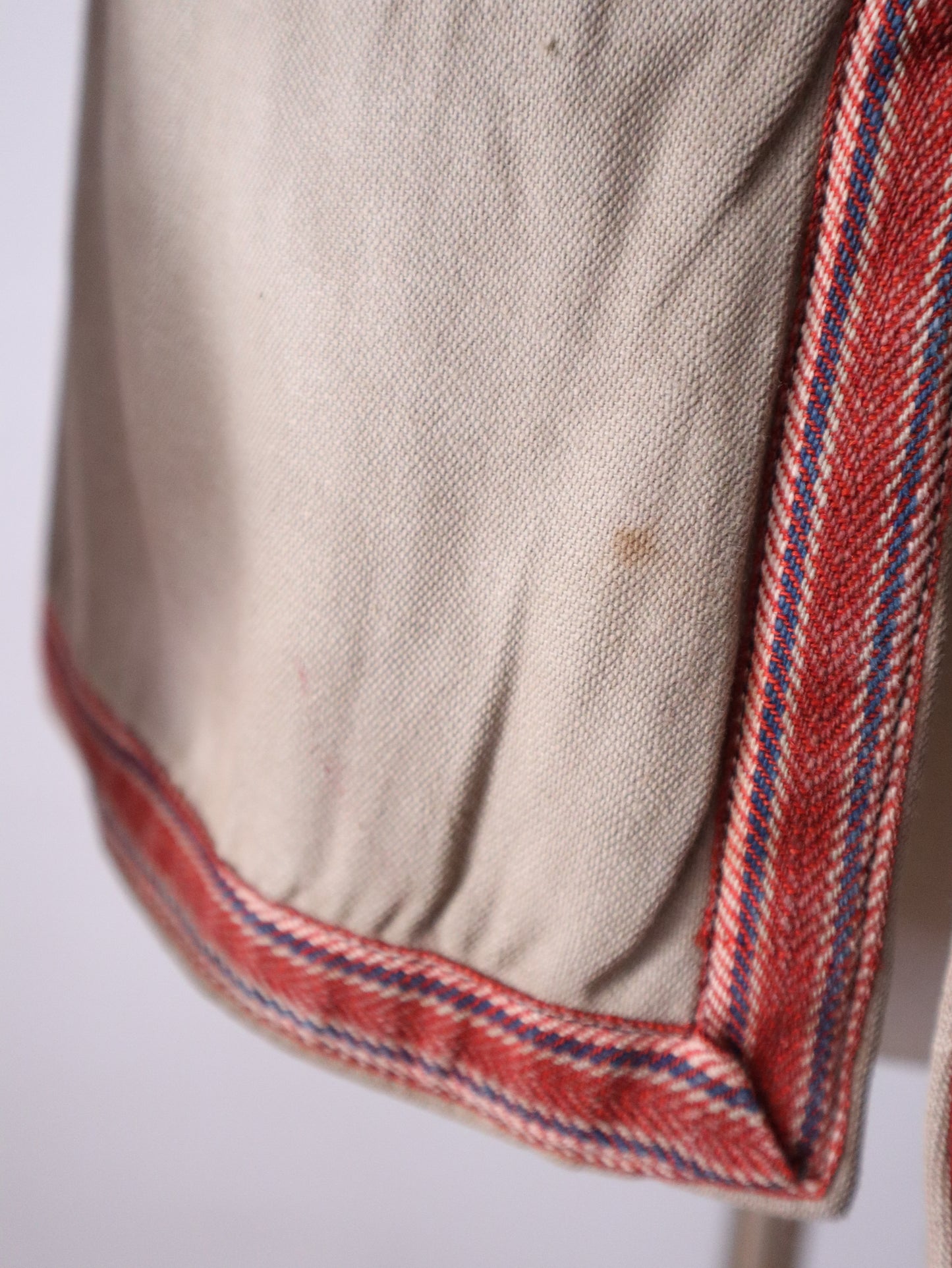 Antique French Opera Costume Jacket Grey Blue Stripe Cotton Sleeves Ribbon Trim Medieval Renaissance Metal Buttons