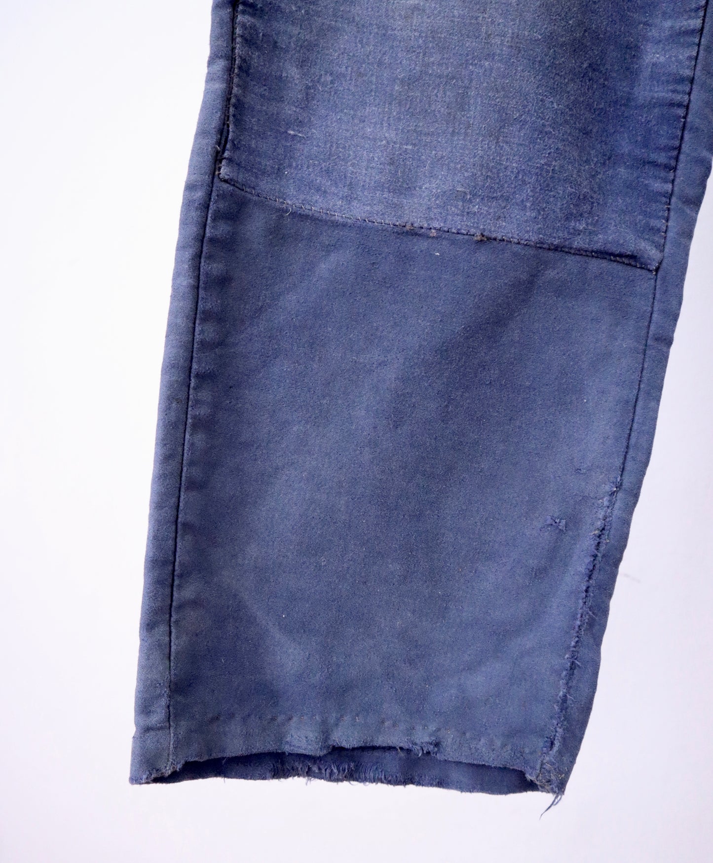 1940s–1950s French Moleskin Workwear Trousers – “Le Parfait” with Patched and Darned Repairs
