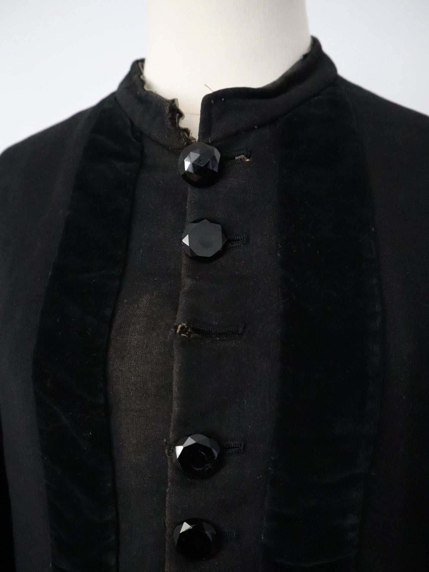 Antique French Renaissance-Style Theatrical Tunic | Circa 1900 | Aristide Boyer Marseille | Black Wool with Hanging Sleeves