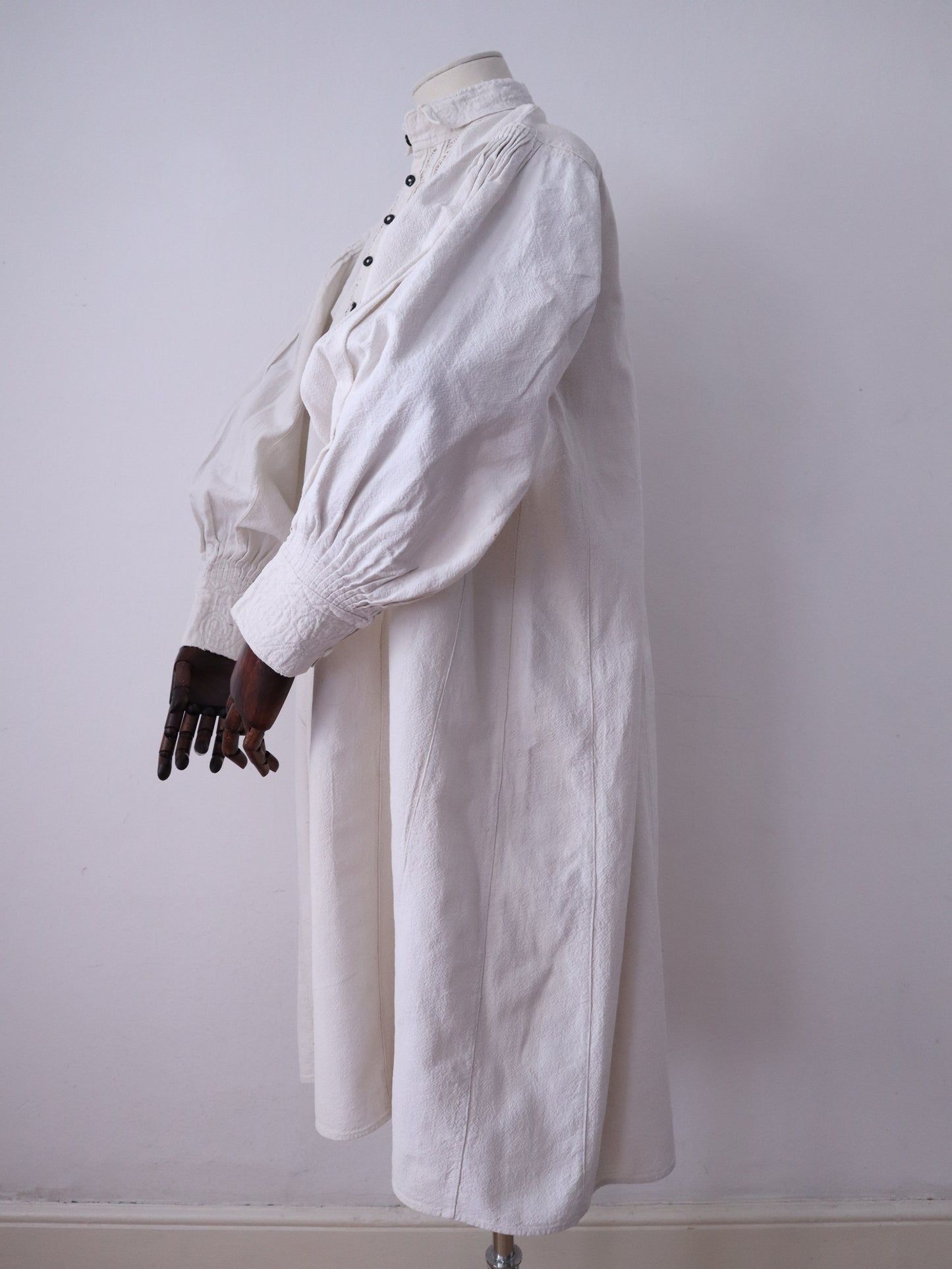 1930s Transylvanian Linen Folk Smock Antique Eastern European Embroidered Shirt Traditional Tunic Dress