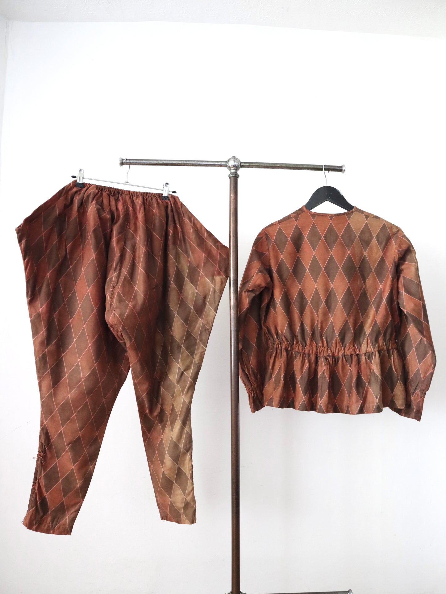 Early 20th Century French Harlequin Costume – c.1910s–20s Two-Piece Cotton Ensemble