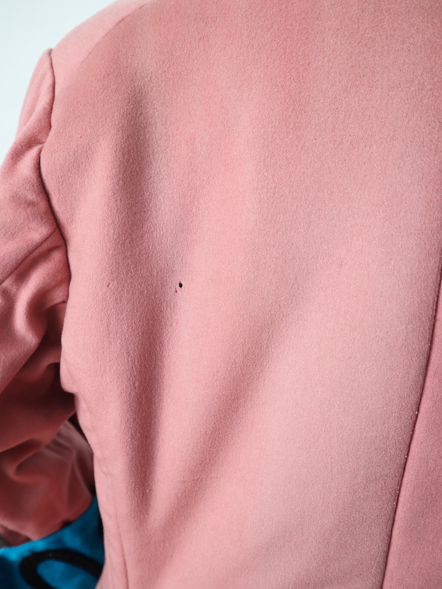 1950s French Opera House Costume Frock Coat 18th Century 1700s Marseille Pink Wool Cotton Lined Blue Velvet Cuffs Large Buttons
