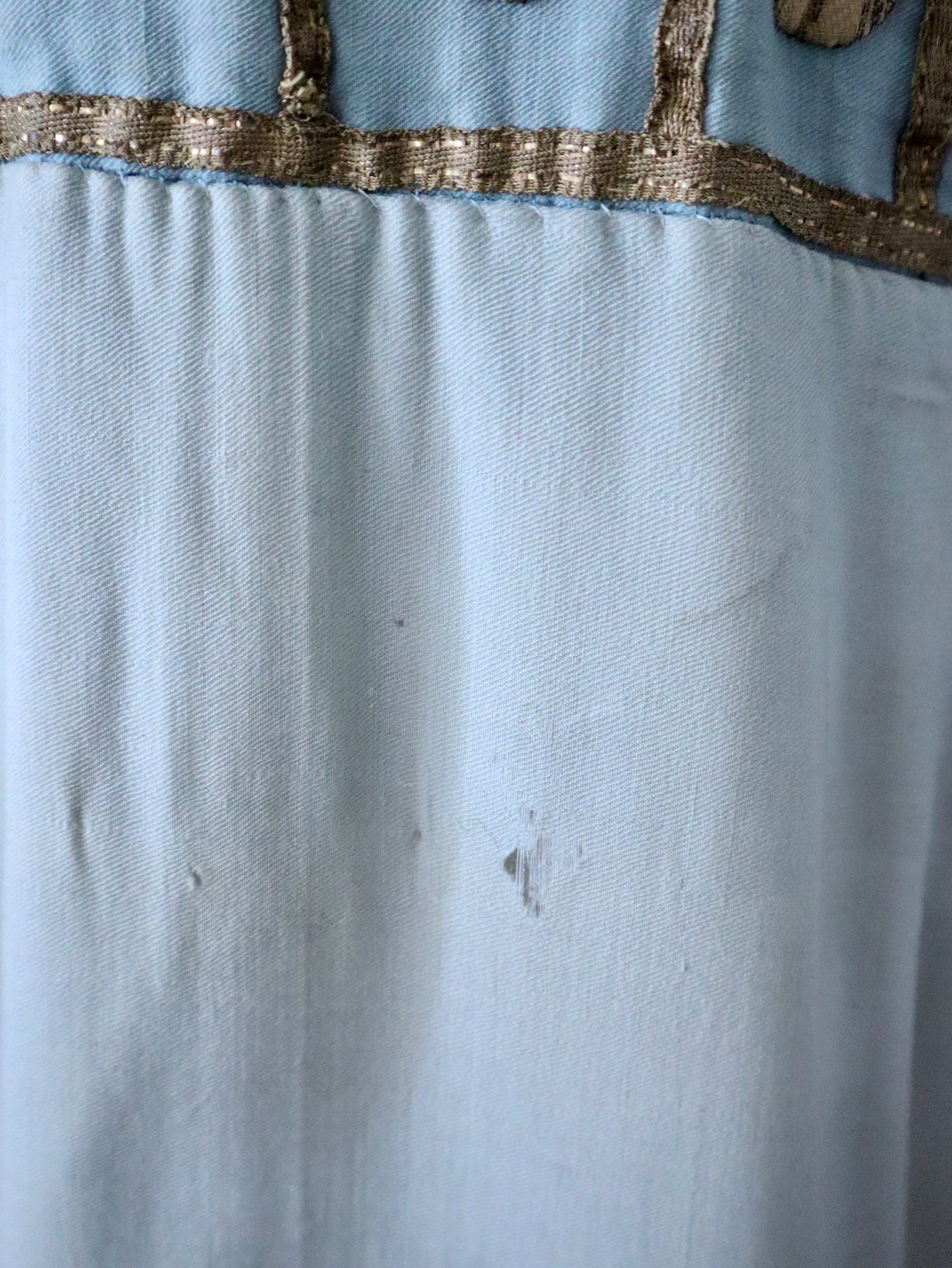 Antique 1880 French Opera PREMIER Costume AIDA Verdi Paris Egyptian Pastel Blue Sun Fade Gold 19th Century