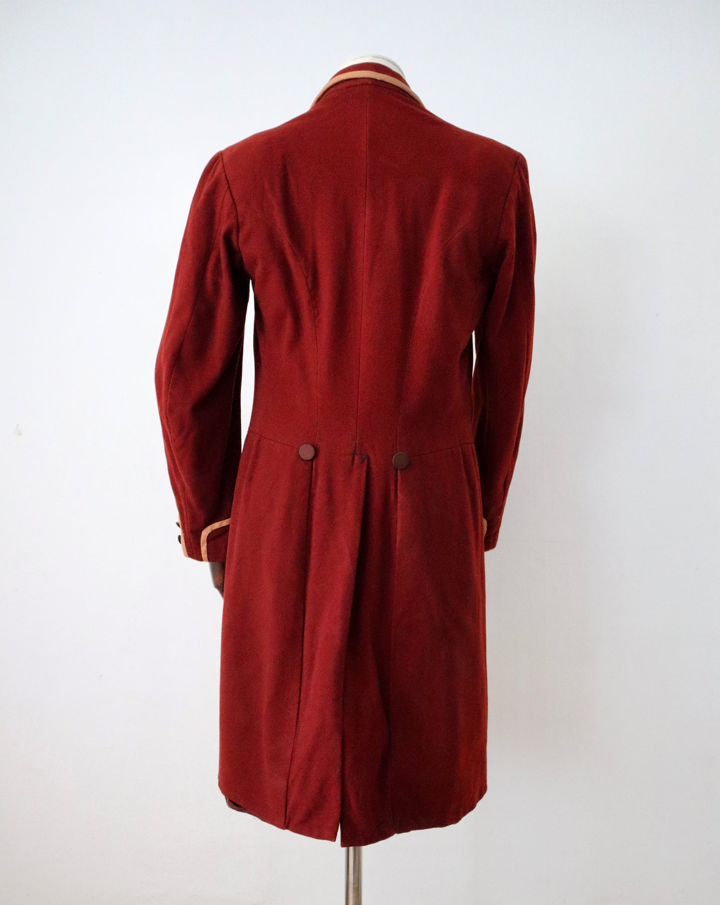 Antique French Tailcoat | Circa 1880s | Deep Claret Wool with Pale Salmon Trim | Thiery Aîné & Sigrand, Marseille