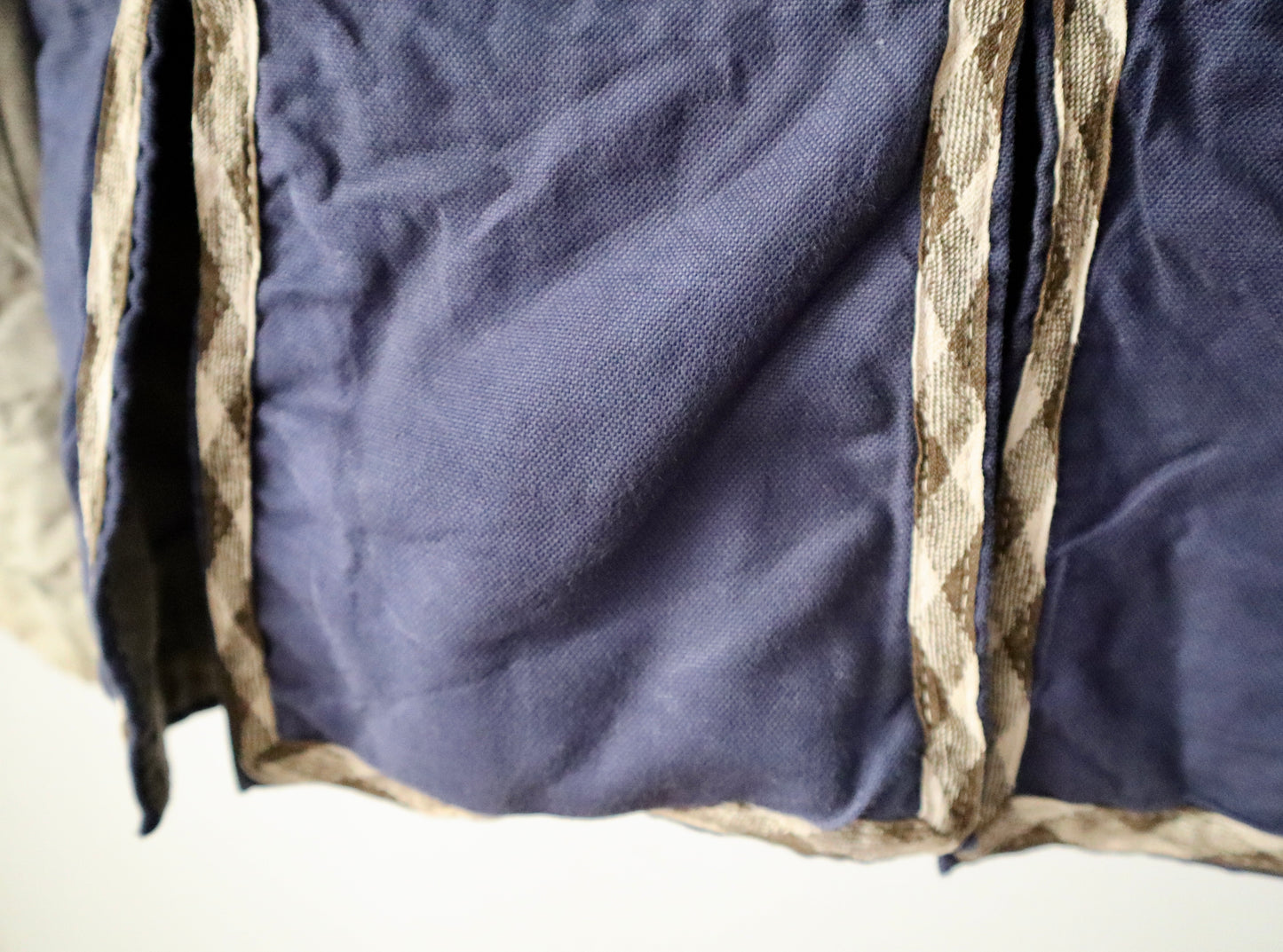 Antique French Opera Costume Jacket Blue Cotton Grey Sleeves Ribbon Trim Medieval Renaissance