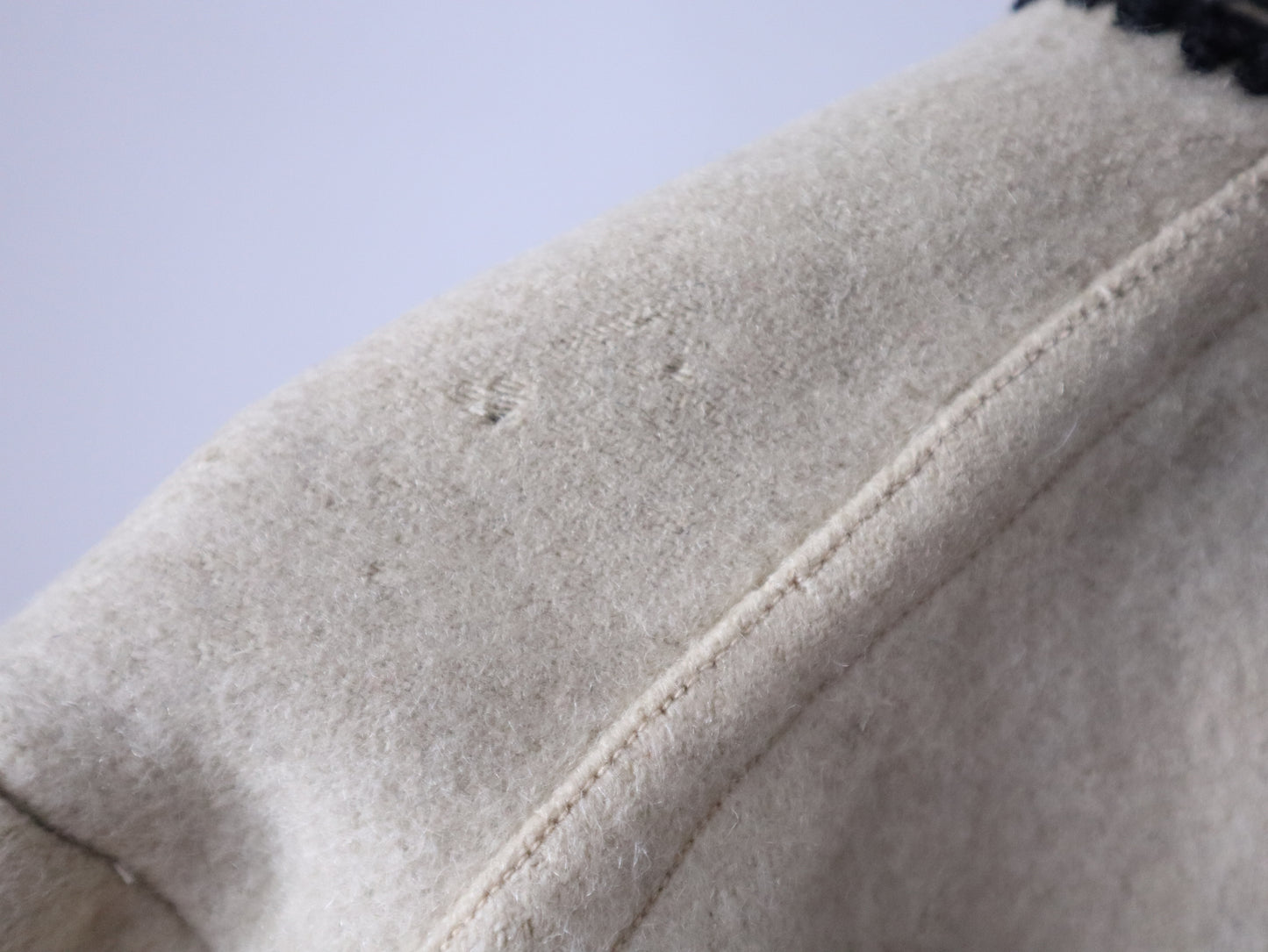 1930s Transylvanian Folk Jacket – Cream Wool with Black Soutache Embroidery – Indigo Cotton Twill Lining – Traditional Vintage Coat