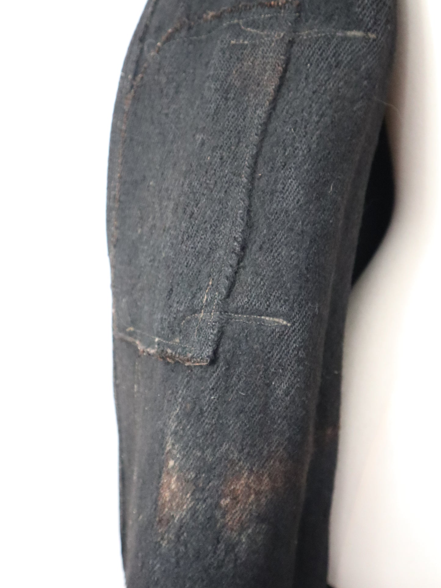 1920s Transylvanian Charcoal Black Wool Coat Traditional Folk Clothing Velvet Trim Stitching