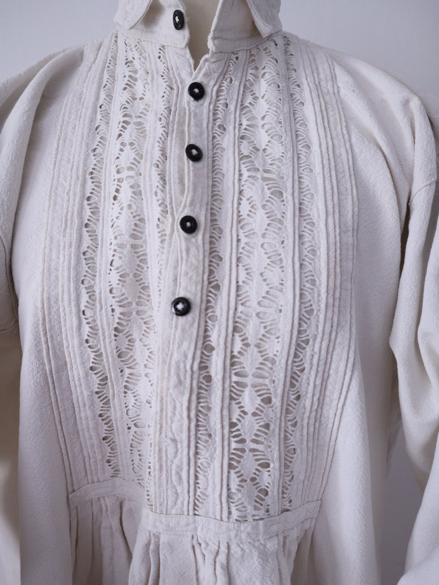 1930s Transylvanian Linen Folk Smock Antique Eastern European Embroidered Shirt Traditional Tunic Dress