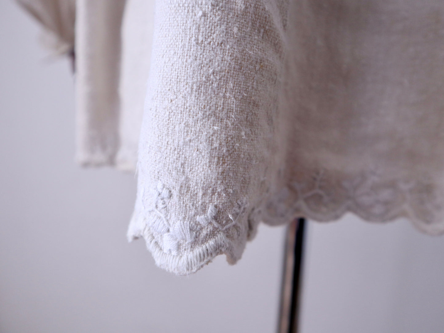 1930s - 1940s Transylvanian linen shirt with embroidery and cutwork