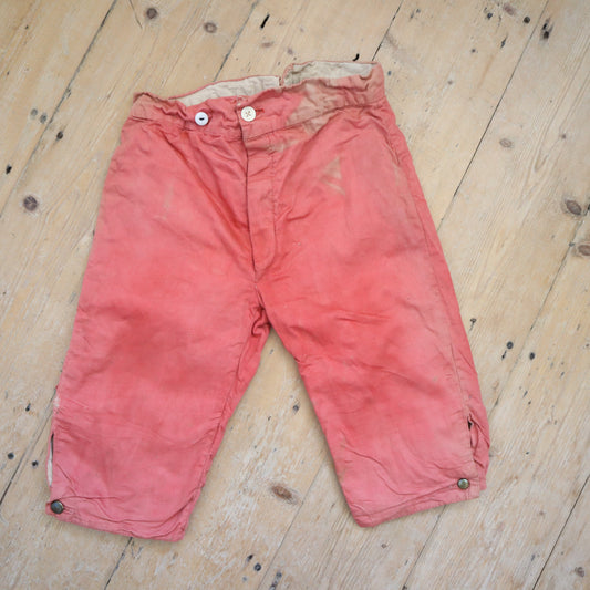 Antique French Child’s Theatre Costume Breeches Pink Red Cotton