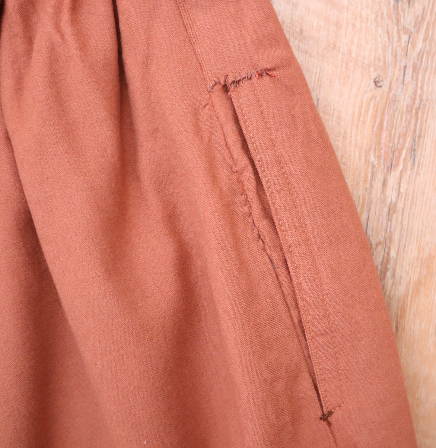 Antique 1920s French Opera Costume Trousers – Aristide Boyer, Marseille – Rust Wool Pants with Embroidered Trim, Faceted Gems & Cinch-Back Waist