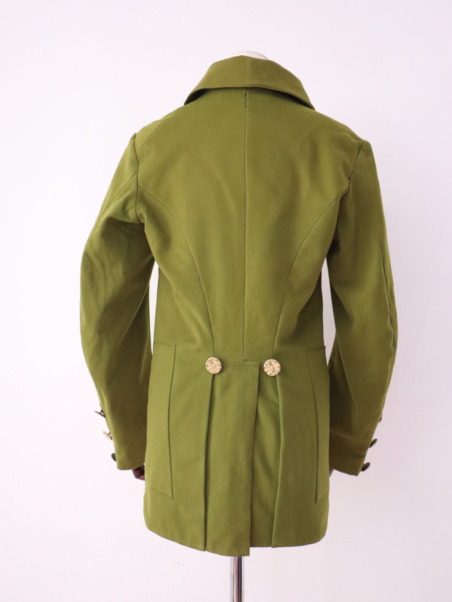 Antique French Tailcoat by Aristide Boyer – Bright Green Wool Theatre Jacket with Ring-Back Buttons – Regency-Inspired