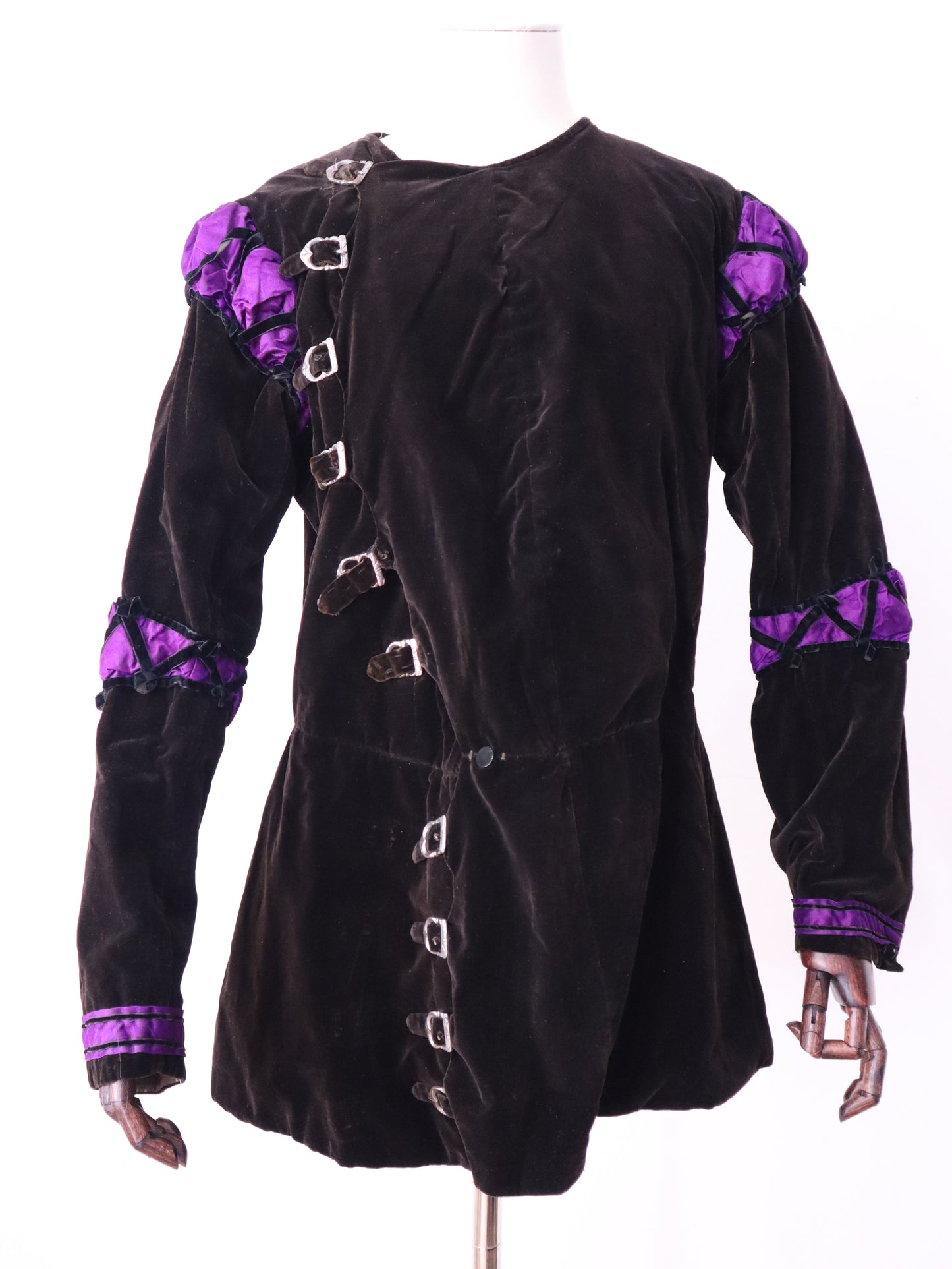 Rare Antique early 1900s French Opera Costume Jacket Silk Velvet Medieval Renaissance 16th Century Buckles Straps