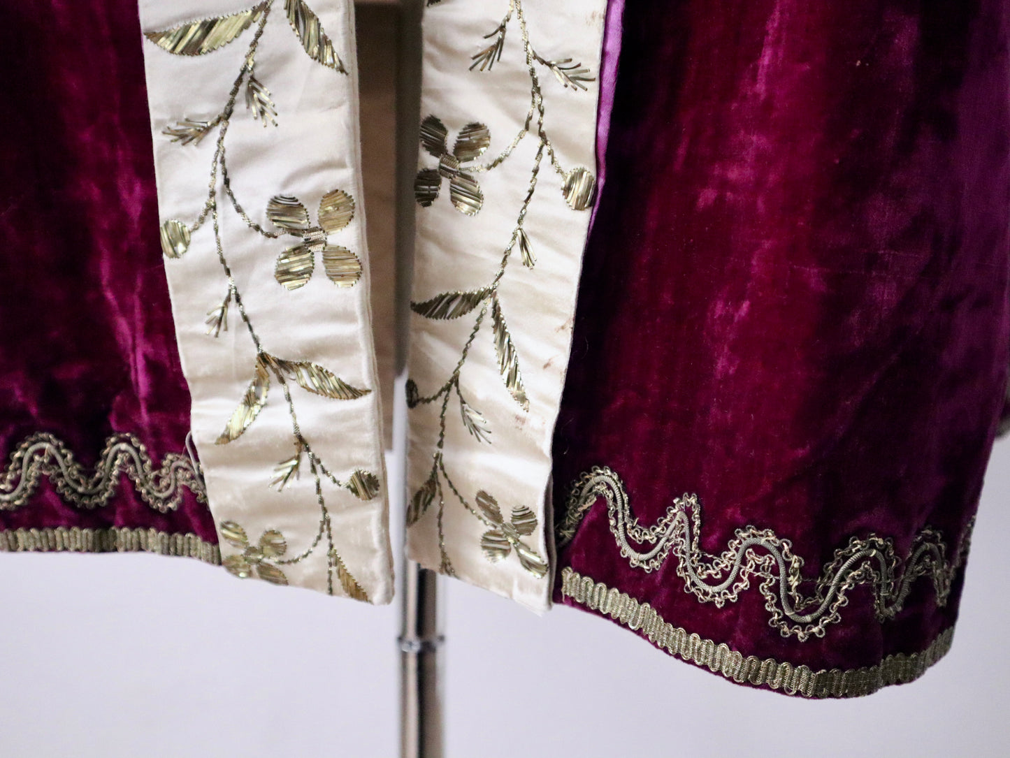 Antique French Silk Velvet Jacket c.1800s – Hand-Embroidered with Flat Gold Metal Thread – Ceremonial A-Line Robe from Aristide Boyer Archive