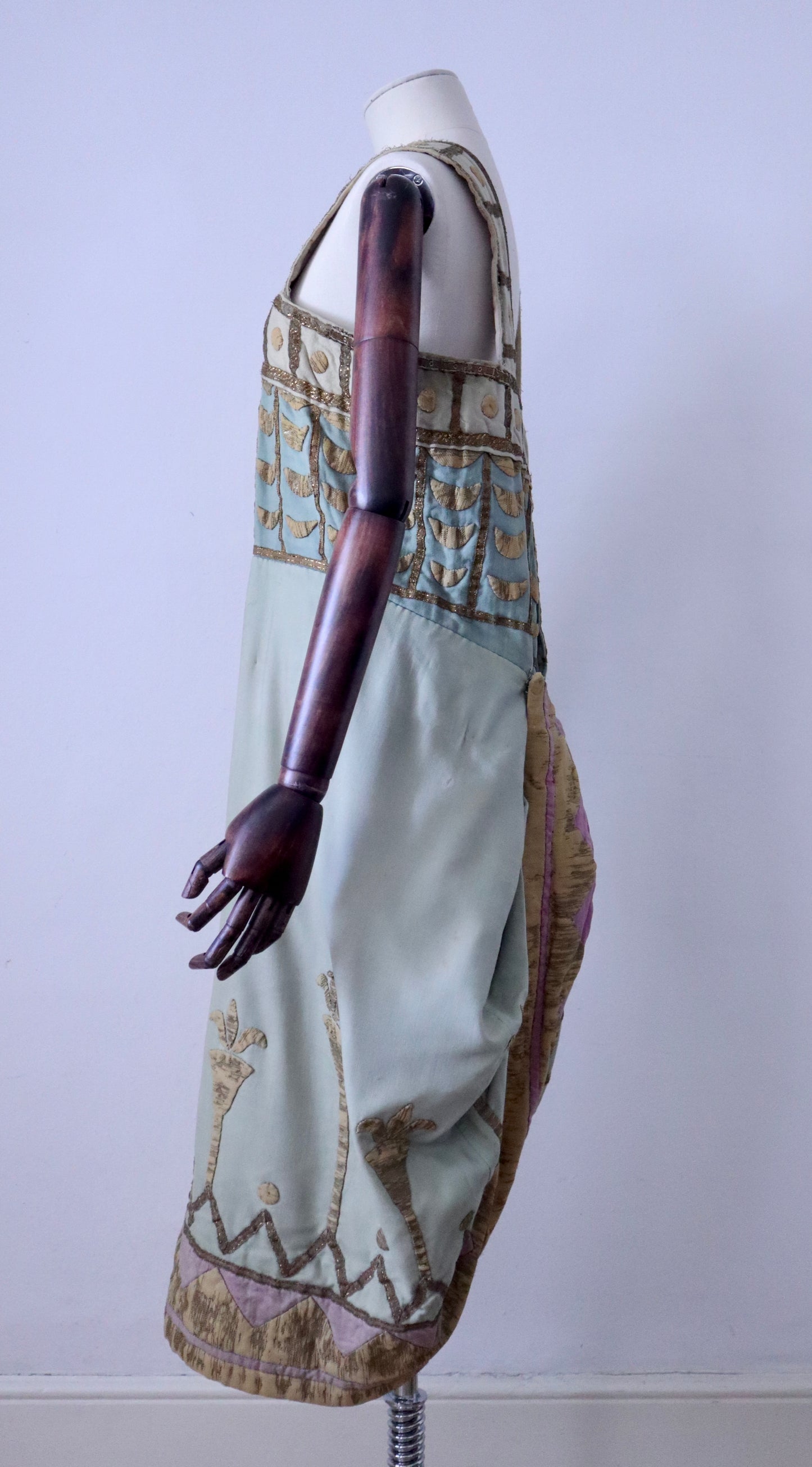 Antique 1880 French Opera PREMIER Costume AIDA Verdi Paris Egyptian Pastel Blue Sun Fade Gold 19th Century