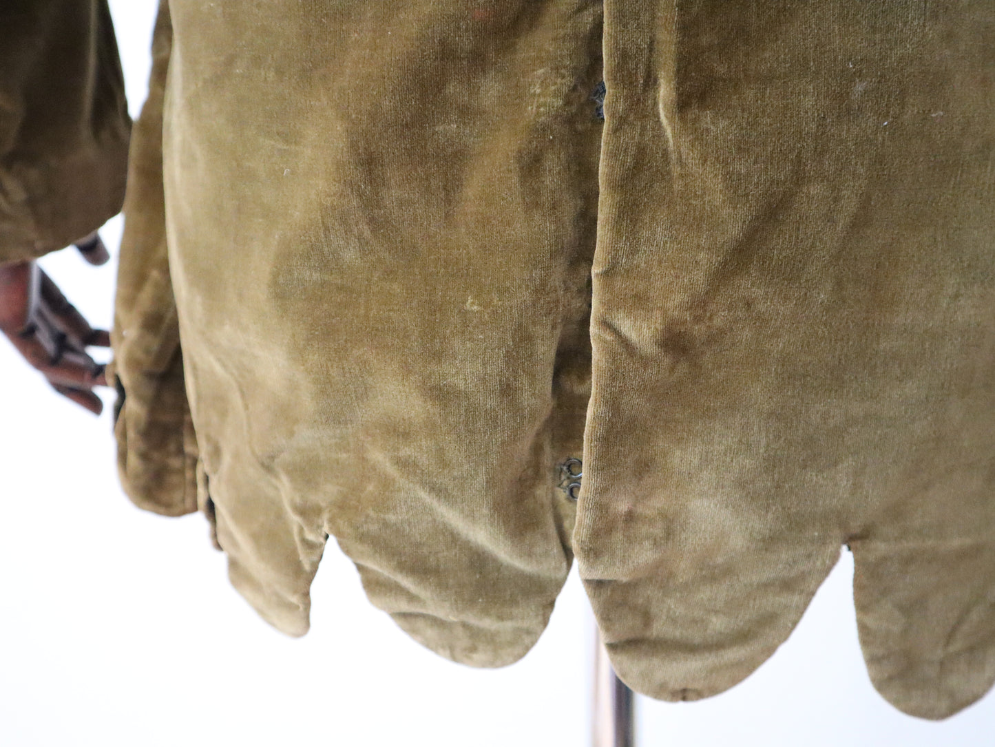 Antique French Opera Costume Tunic Green Silk Velvet Scalloped Hem Early 1900s
