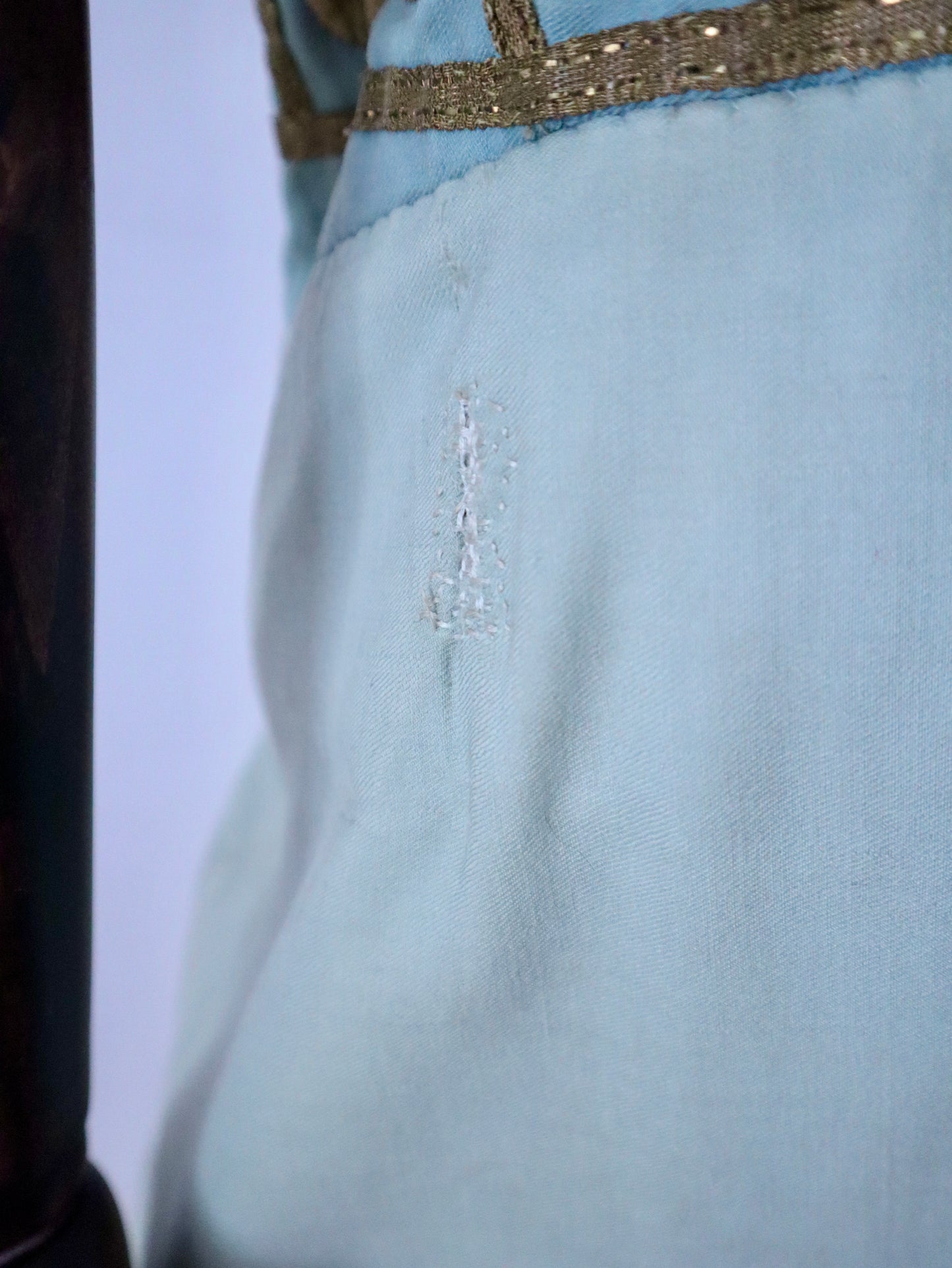 Antique 1880 French Opera PREMIER Costume AIDA Verdi Paris Egyptian Pastel Blue Sun Fade Gold 19th Century