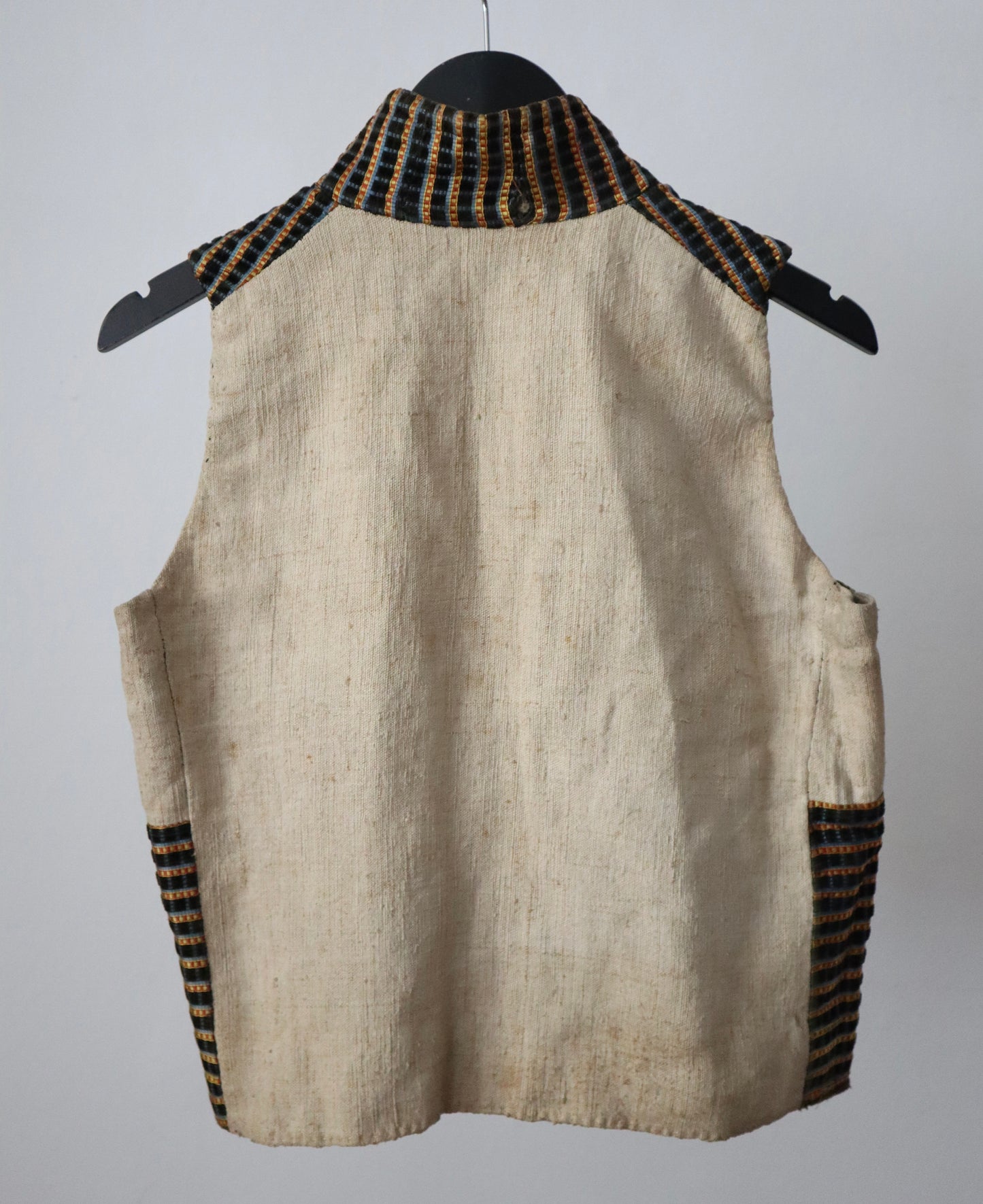 1790s - 1800 Silk Velvet Waistcoat
Vest Stripe Covered Buttons Double Breasted French Sack
Linen Back