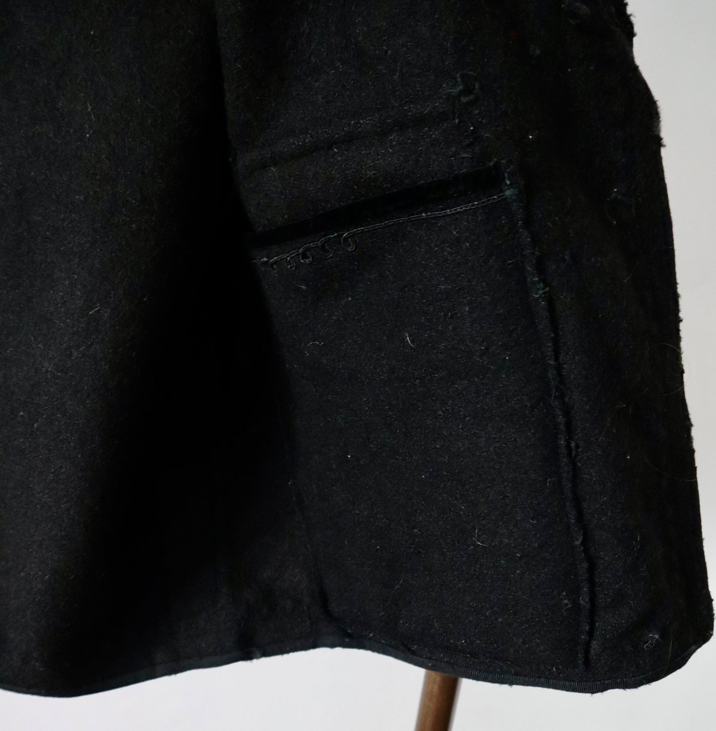 Antique Transylvanian folk waistcoat 1920s black wool traditional clothing