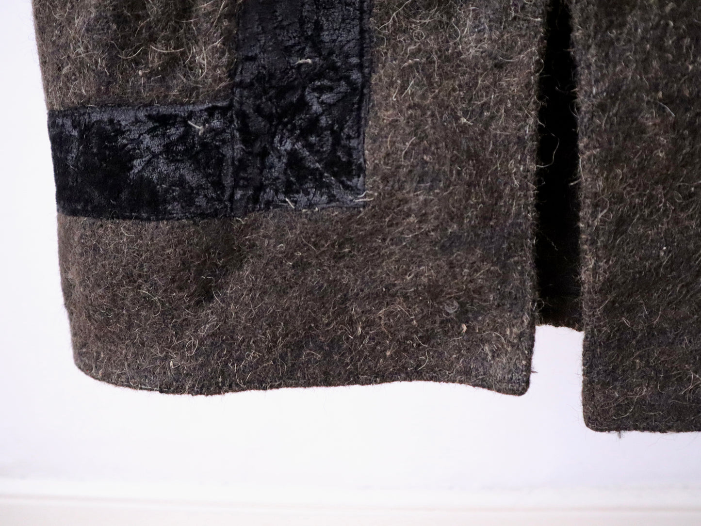 1920s–30s Transylvanian Folk Coat | Brown Wool with Black Velvet Trim