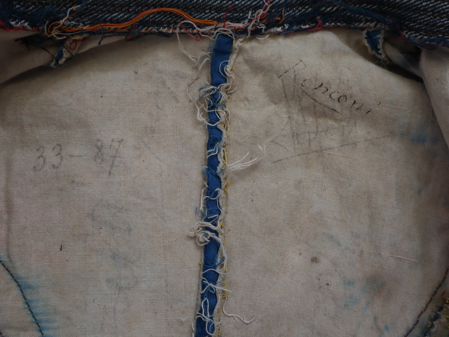 Antique French Theatre Costume 19th Century Military Style Indigo Blue Red Sun Fade Gold Ribbon Trim