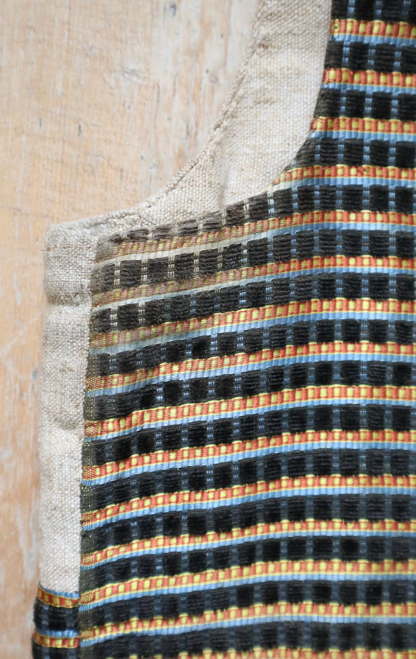 1790s - 1800 Silk Velvet Waistcoat
Vest Stripe Covered Buttons Double Breasted French Sack
Linen Back