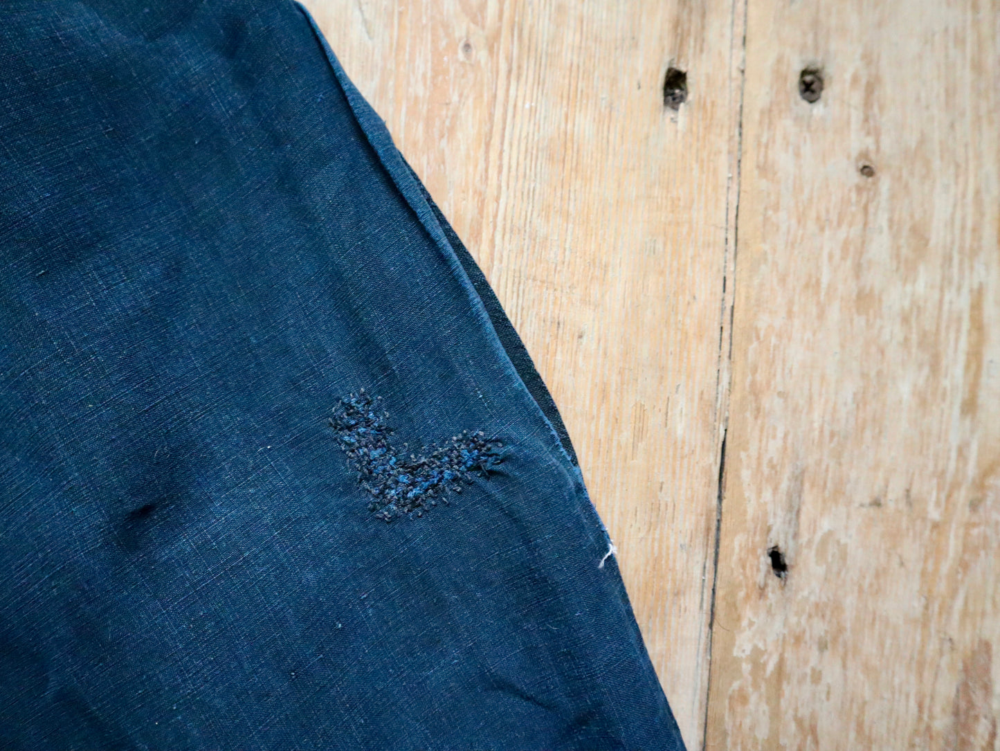 Antique French Indigo Biaude Blue Cattle Farmer Agricultural Workwear Chore Smock