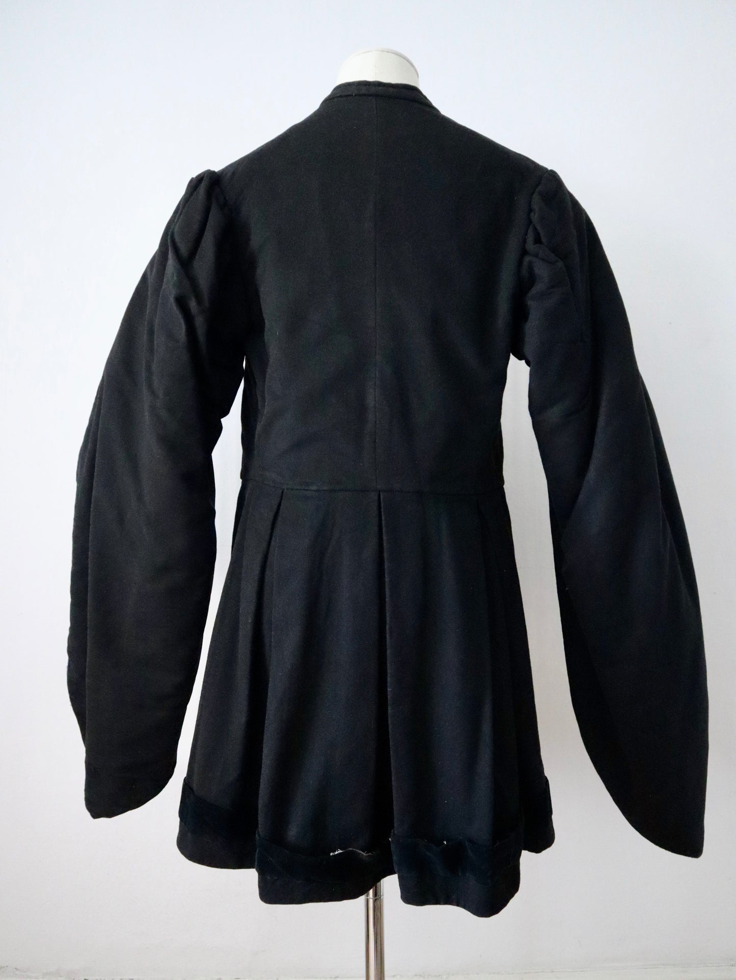 Antique French Renaissance-Style Theatrical Tunic | Circa 1900 | Aristide Boyer Marseille | Black Wool with Hanging Sleeves