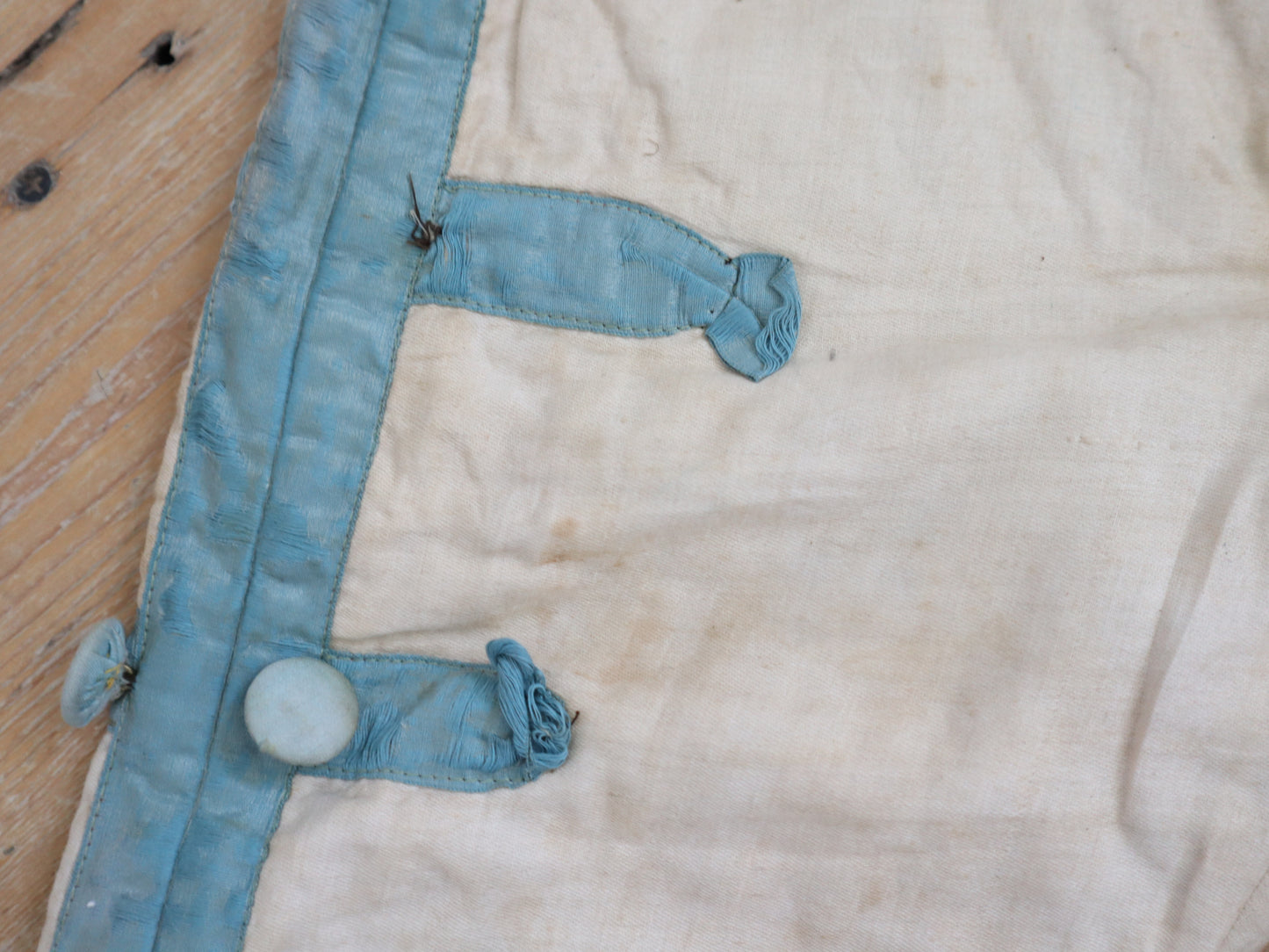 Antique French Theatre Costume Trousers Breeches Pants 18th Century Style White Blue Cotton Silk Opera
