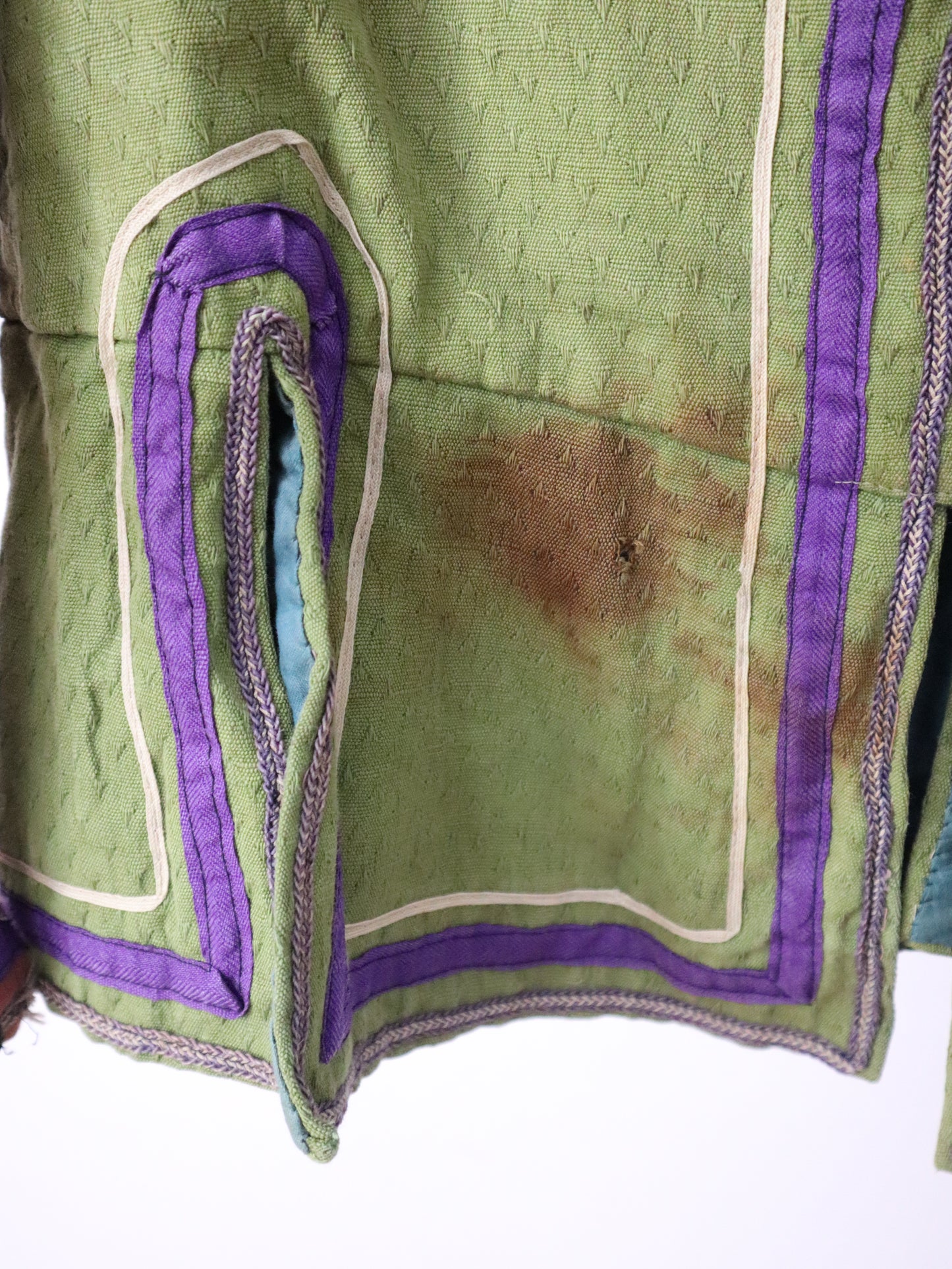 Antique French Opera Costume Jacket – Early 1900s, Green & Red Cotton, Aristide Boyer Marseille