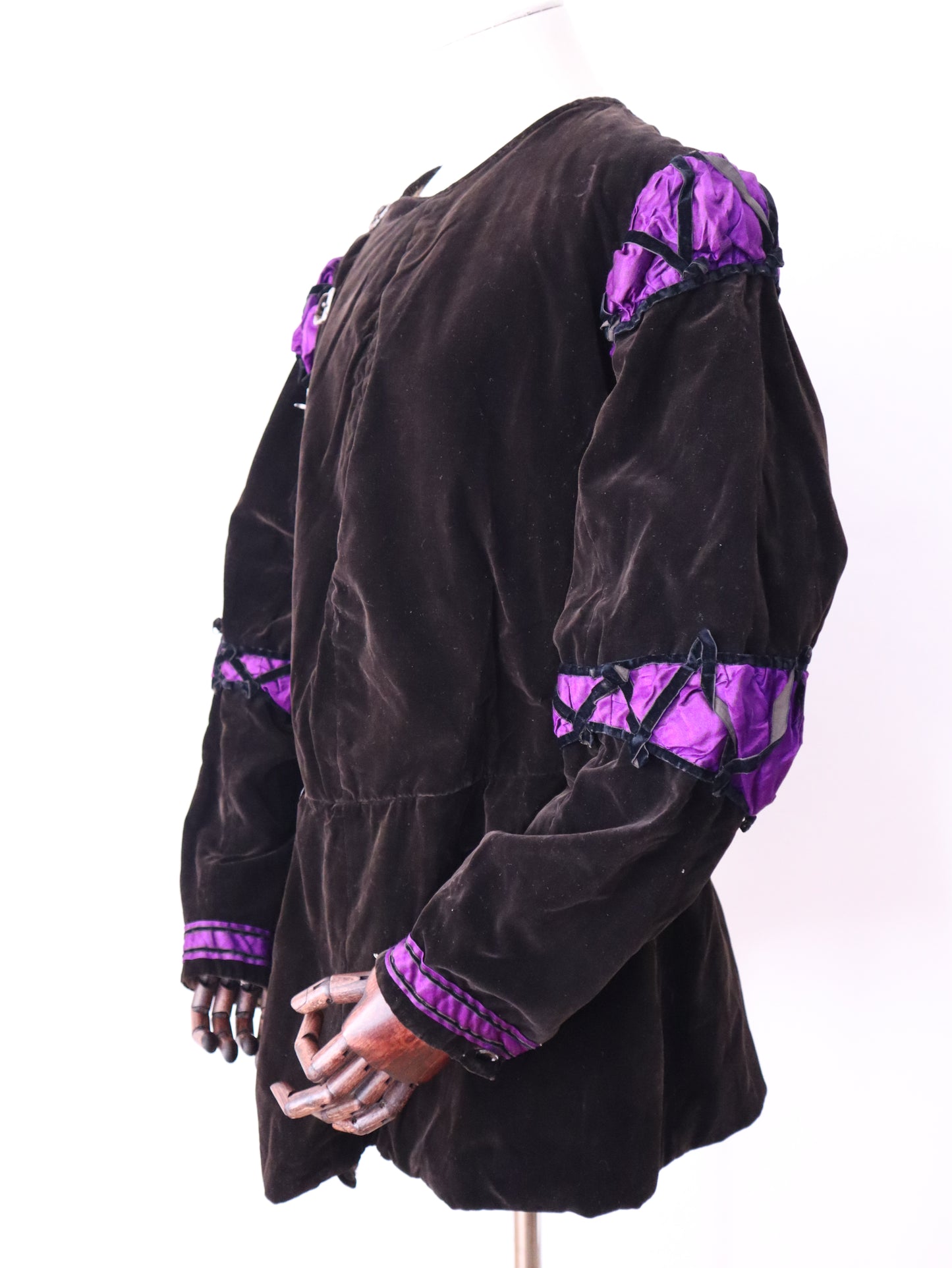 Rare Antique early 1900s French Opera Costume Jacket Silk Velvet Medieval Renaissance 16th Century Buckles Straps