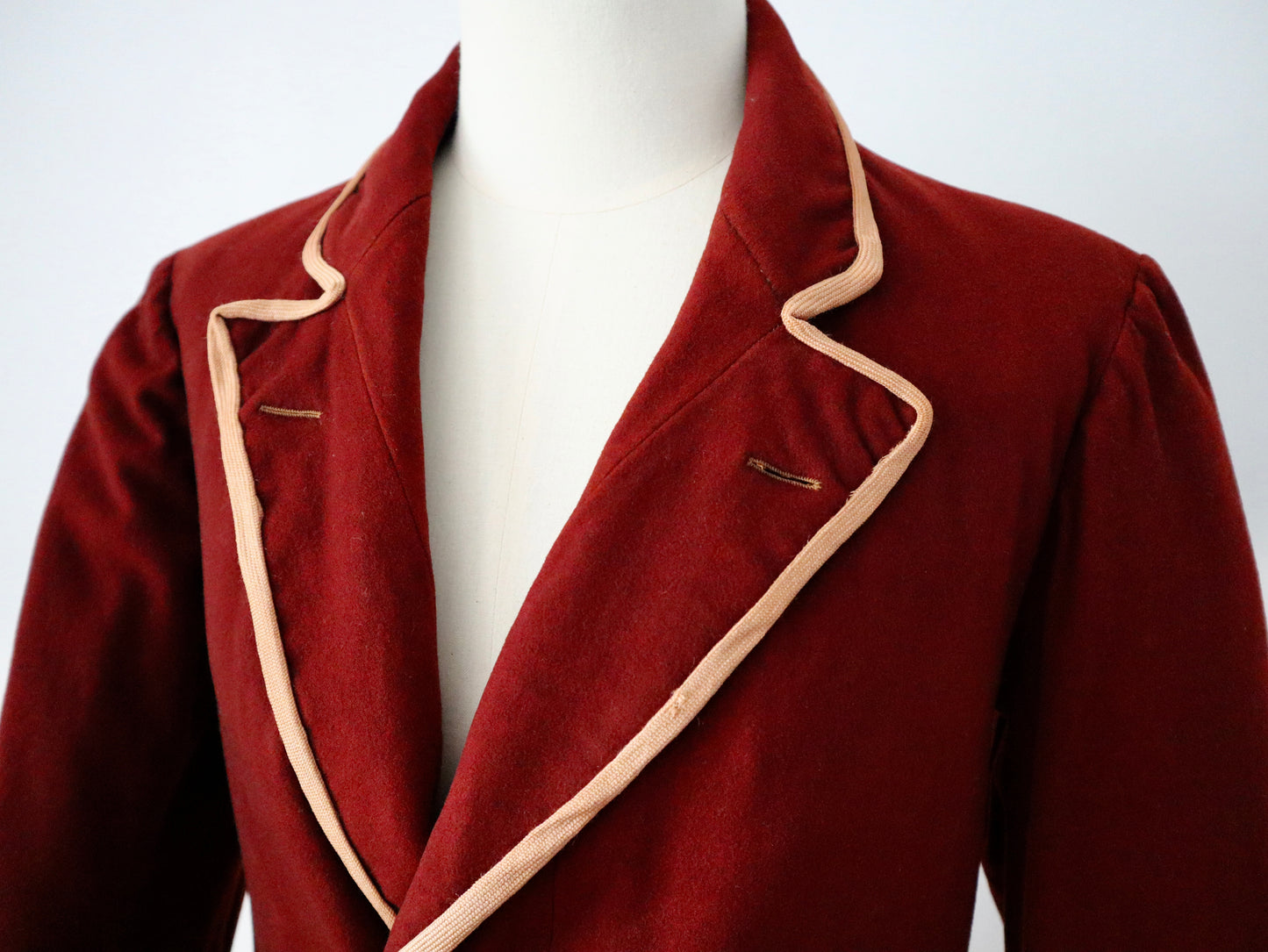 Antique French Tailcoat | Circa 1880s | Deep Claret Wool with Pale Salmon Trim | Thiery Aîné & Sigrand, Marseille
