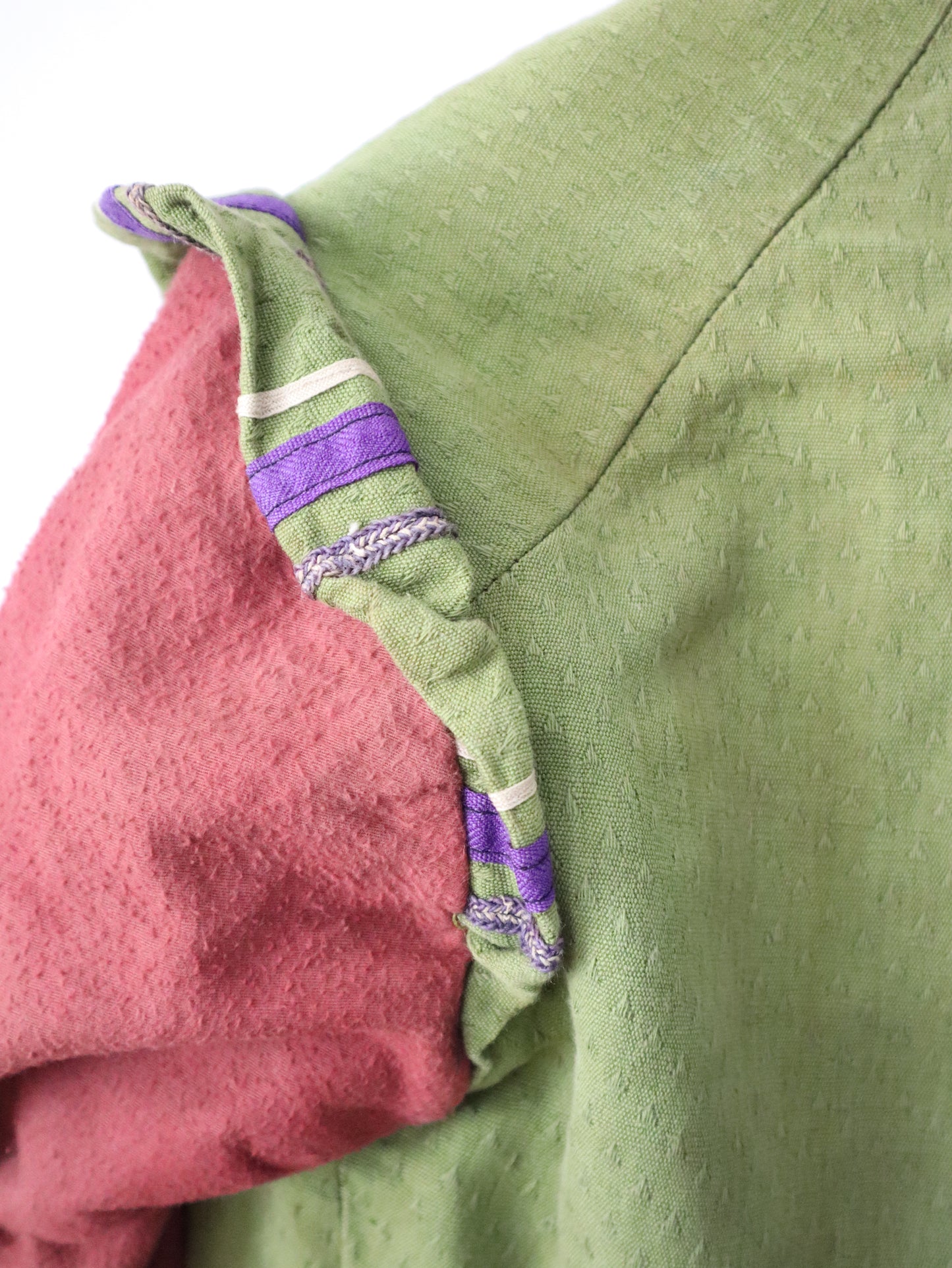 Antique French Opera Costume Jacket – Early 1900s, Green & Red Cotton, Aristide Boyer Marseille