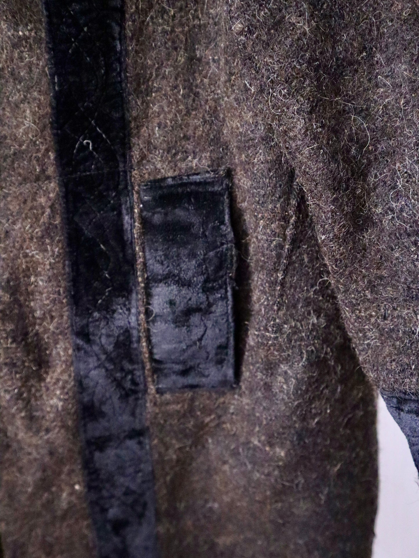 1920s–30s Transylvanian Folk Coat | Brown Wool with Black Velvet Trim