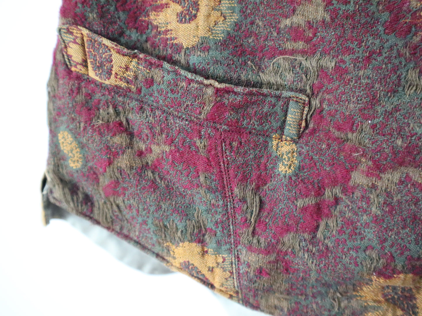 Antique French Waistcoat • Early 1900s Wool Paisley Vest • Burgundy Ochre Brown • PARIS SOLIDE Buckle • Vintage