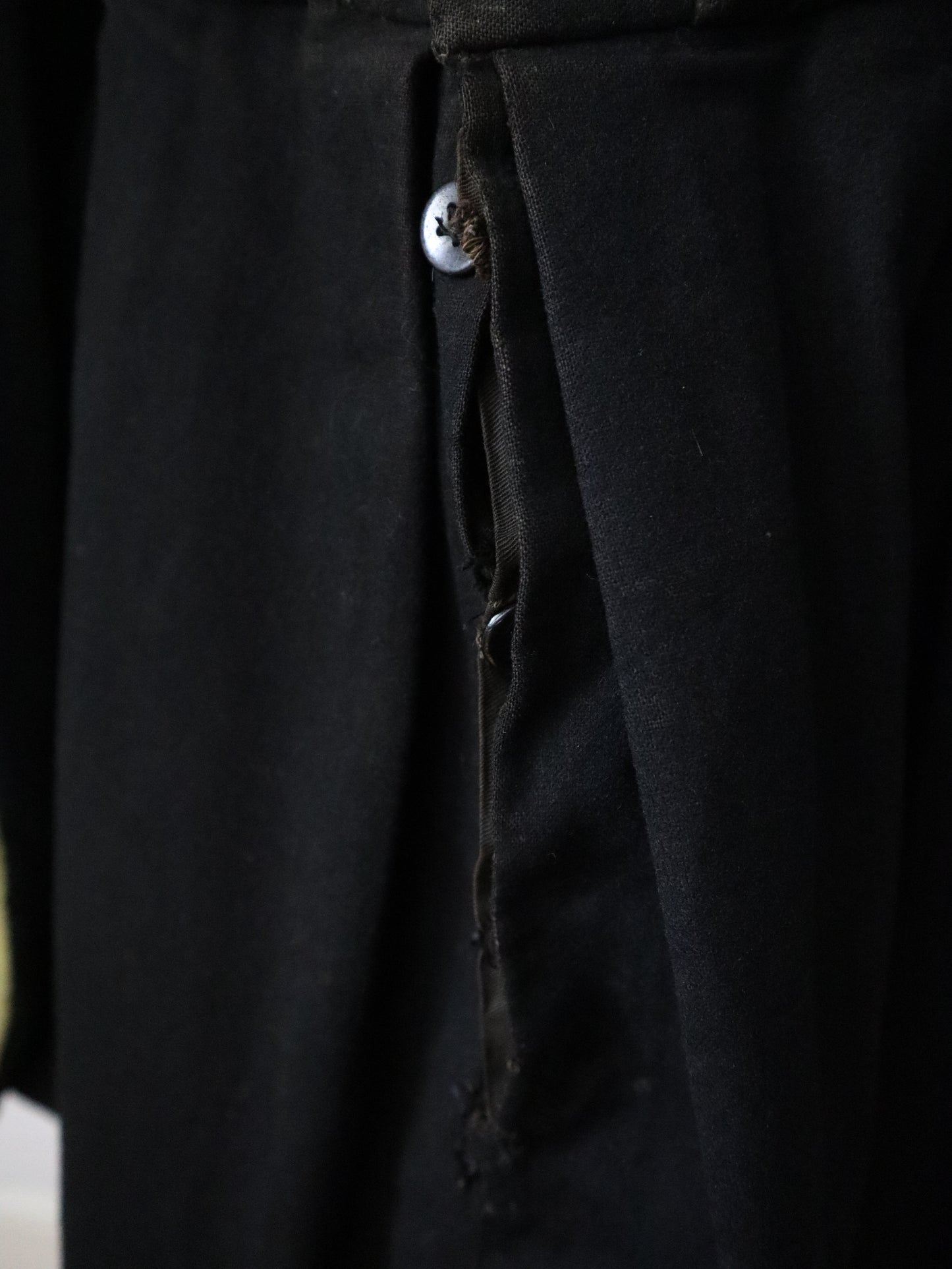 Antique French Renaissance-Style Theatrical Tunic | Circa 1900 | Aristide Boyer Marseille | Black Wool with Hanging Sleeves