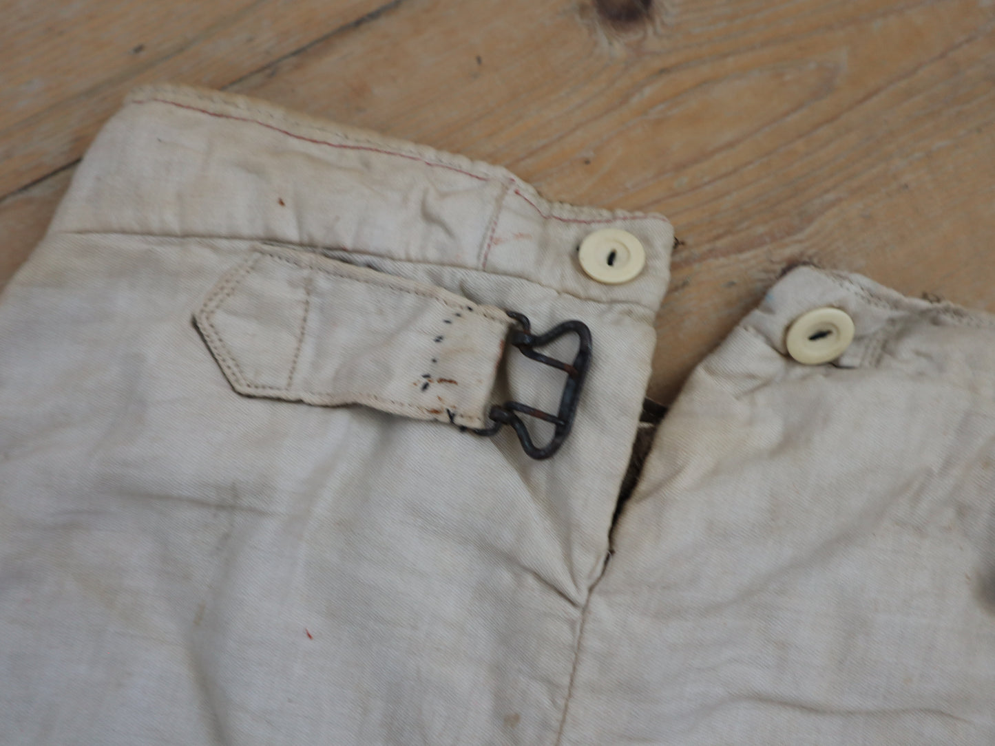 Antique French Theatre Costume Trousers Breeches Pants 18th Century Style White Blue Cotton Silk Opera