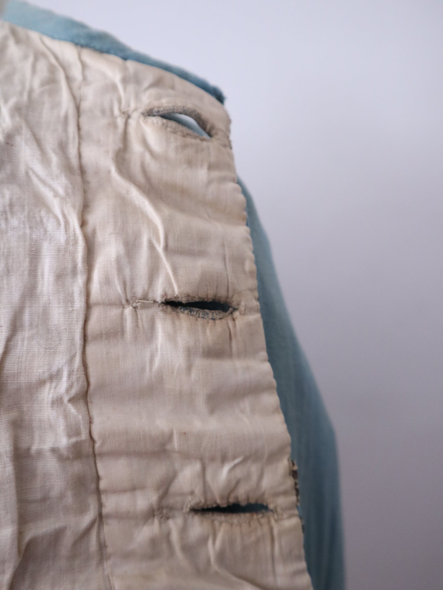 Antique 19th Century Theatrical Military-Style Jacket | Hand-Sewn Powder Blue Costume Coat  Metal Ribbon Trim Tassels