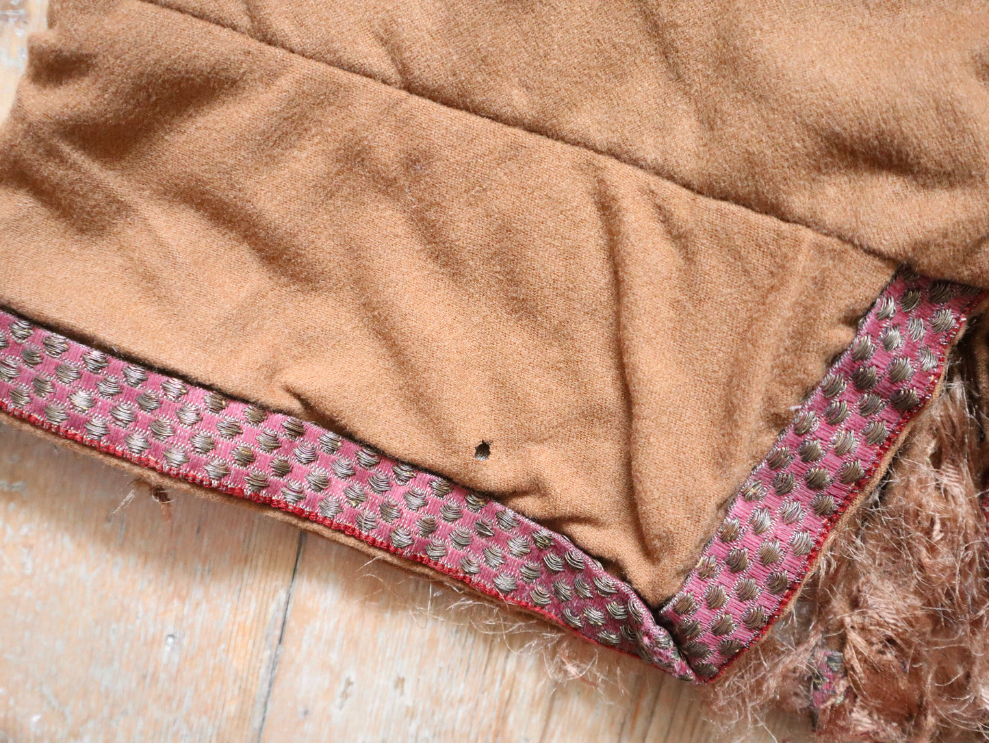 Antique French Opera Costume Tunic Top Toffee Brown Wool Medieval Renaissance Style