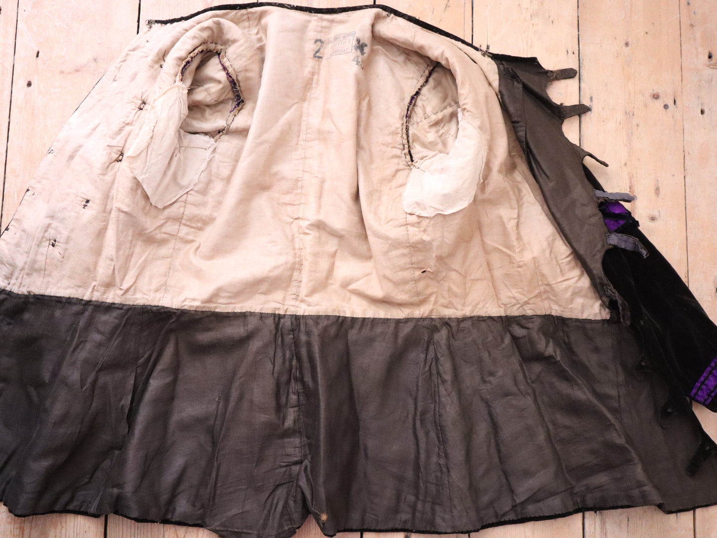 Rare Antique early 1900s French Opera Costume Jacket Silk Velvet Medieval Renaissance 16th Century Buckles Straps