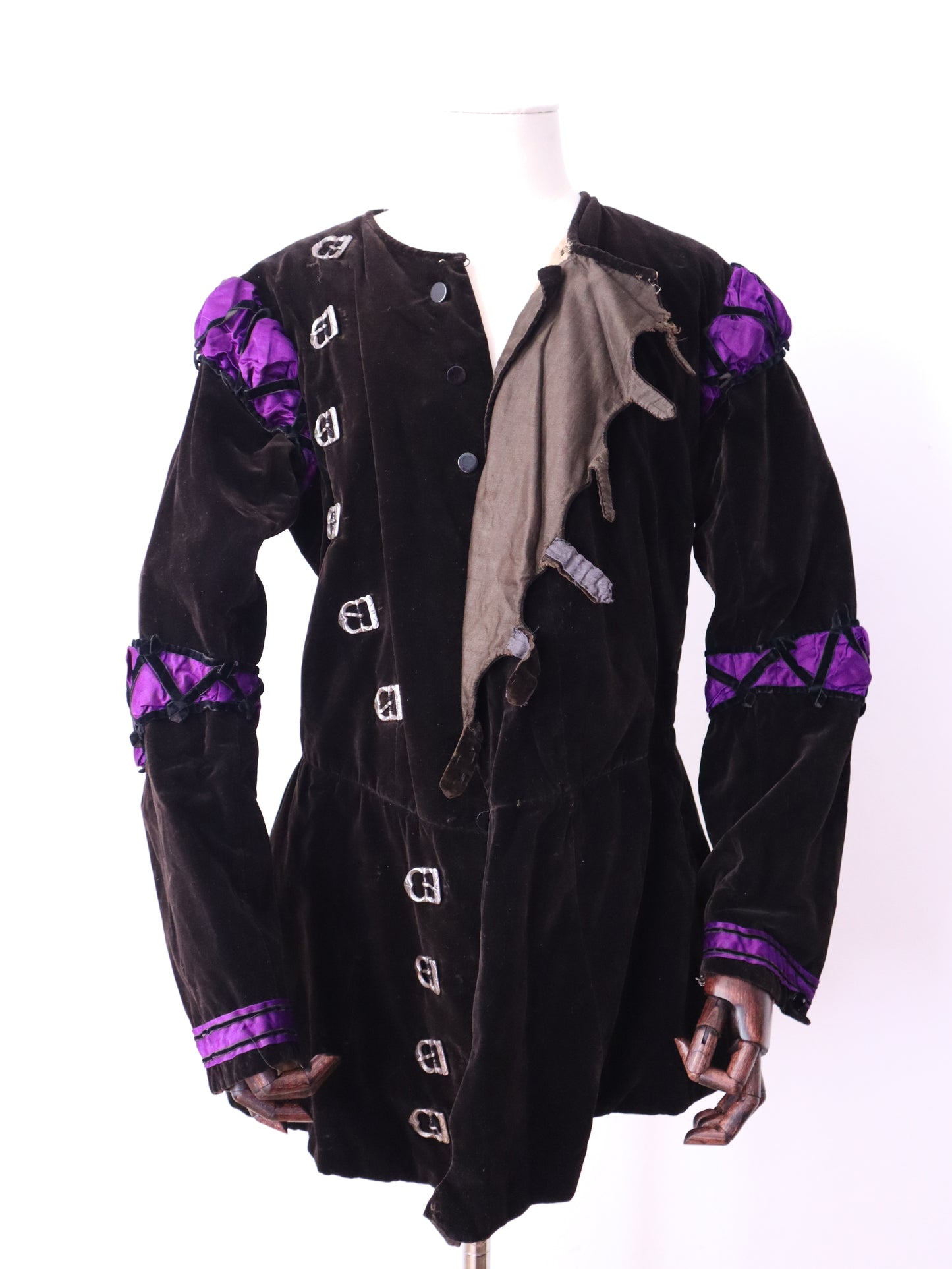 Rare Antique early 1900s French Opera Costume Jacket Silk Velvet Medieval Renaissance 16th Century Buckles Straps