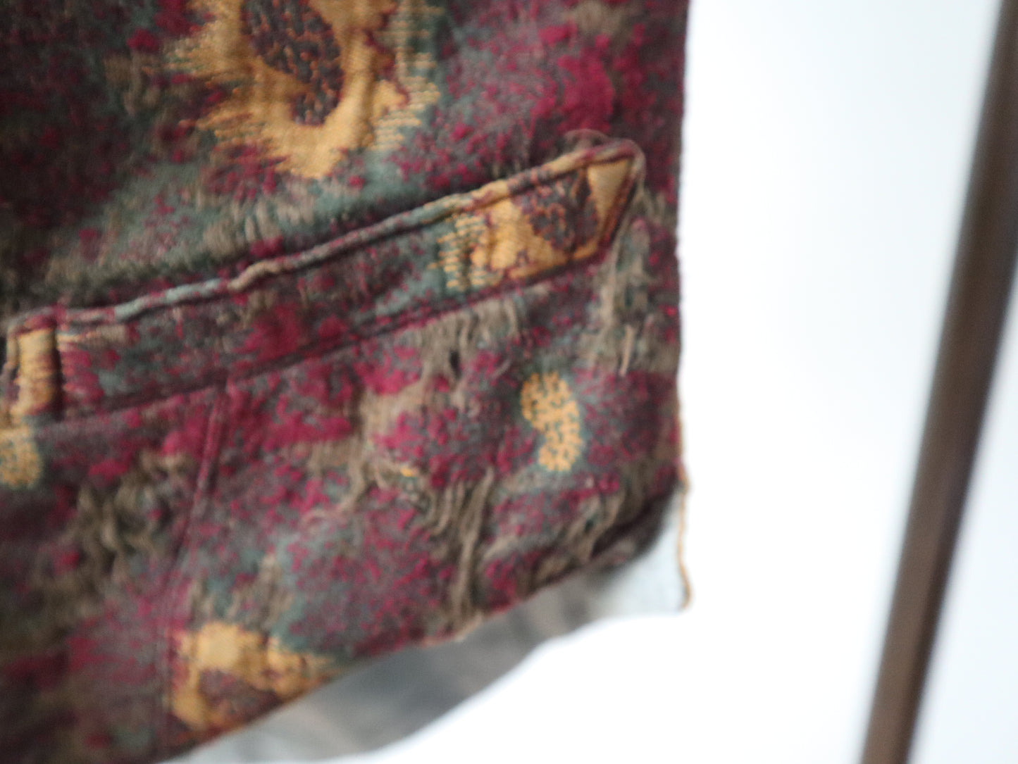 Antique French Waistcoat • Early 1900s Wool Paisley Vest • Burgundy Ochre Brown • PARIS SOLIDE Buckle • Vintage