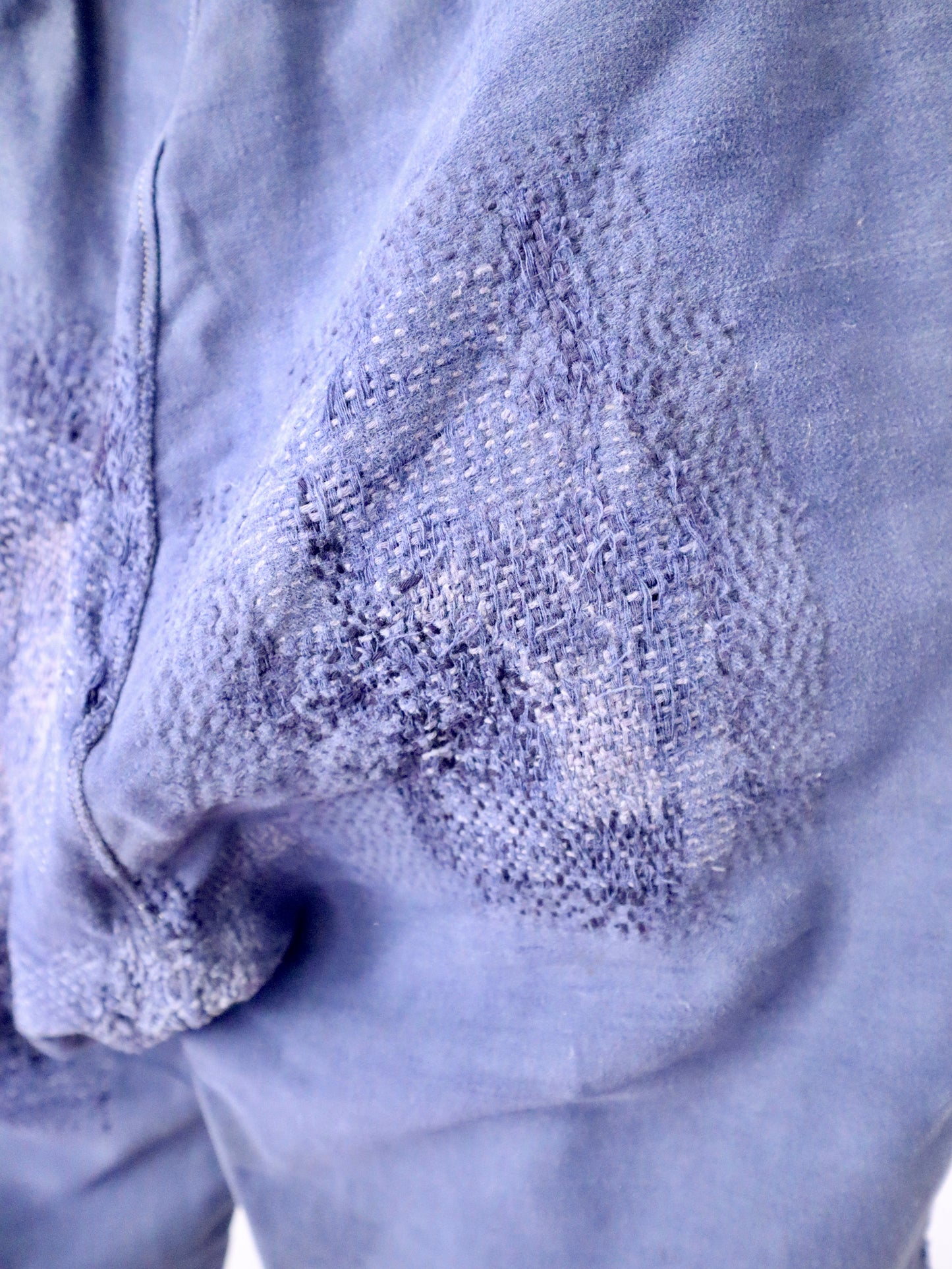 1940s–1950s French Moleskin Workwear Trousers – “Le Parfait” with Patched and Darned Repairs