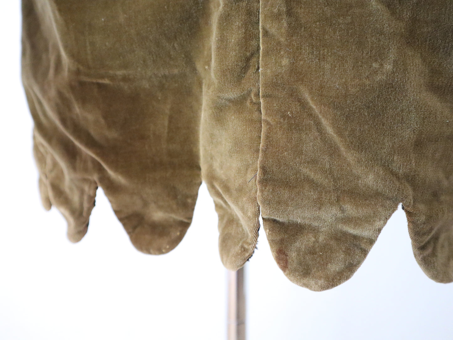 Antique French Opera Costume Tunic Green Silk Velvet Scalloped Hem Early 1900s