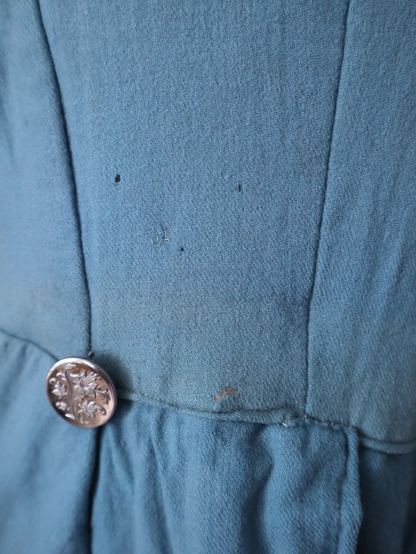 Antique 19th Century Theatrical Military-Style Jacket | Hand-Sewn Powder Blue Costume Coat  Metal Ribbon Trim Tassels