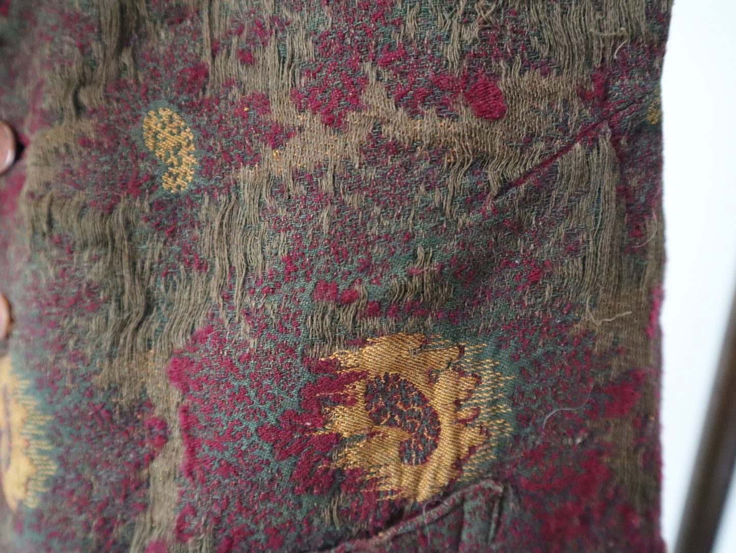 Antique French Waistcoat • Early 1900s Wool Paisley Vest • Burgundy Ochre Brown • PARIS SOLIDE Buckle • Vintage