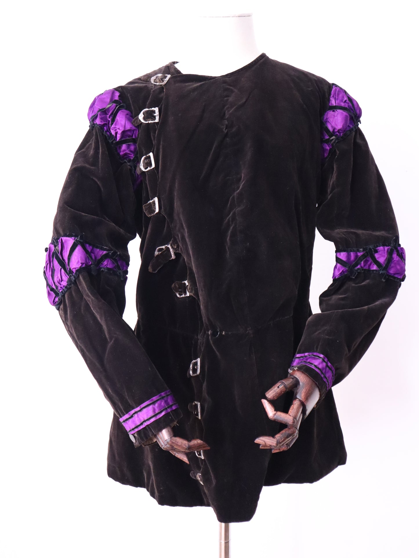 Rare Antique early 1900s French Opera Costume Jacket Silk Velvet Medieval Renaissance 16th Century Buckles Straps