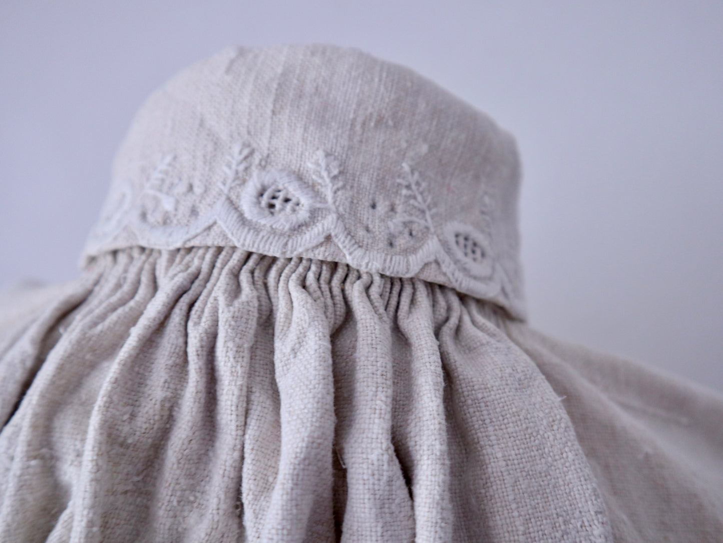 1930s - 1940s Transylvanian linen shirt with embroidery and cutwork