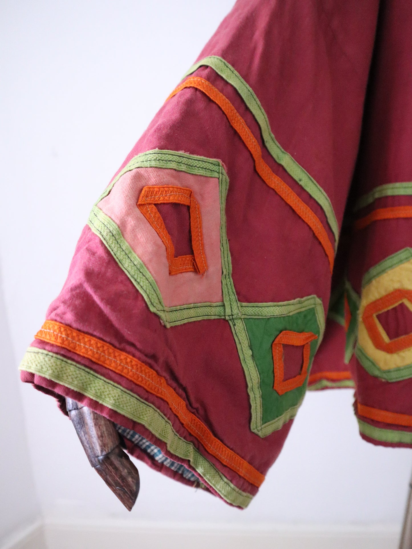 Vintage 1930s Jacket – Dark Pink Cotton with Appliqué Detail